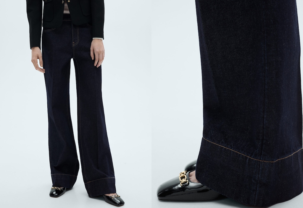 Wide leg mid-rise jeans