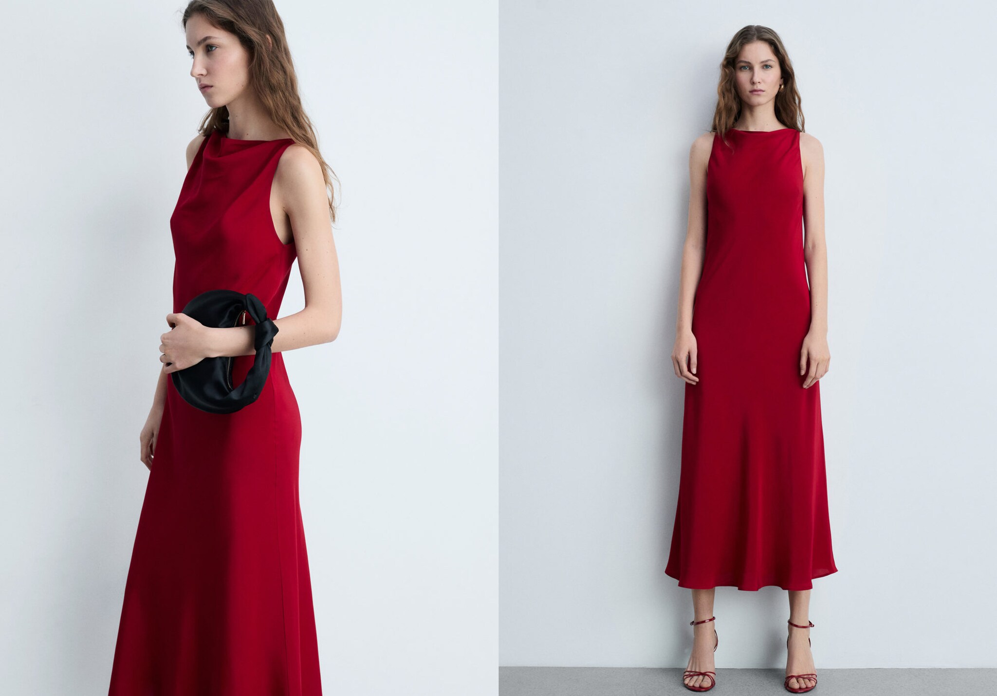 Satin midi dress - Panoramic plane
