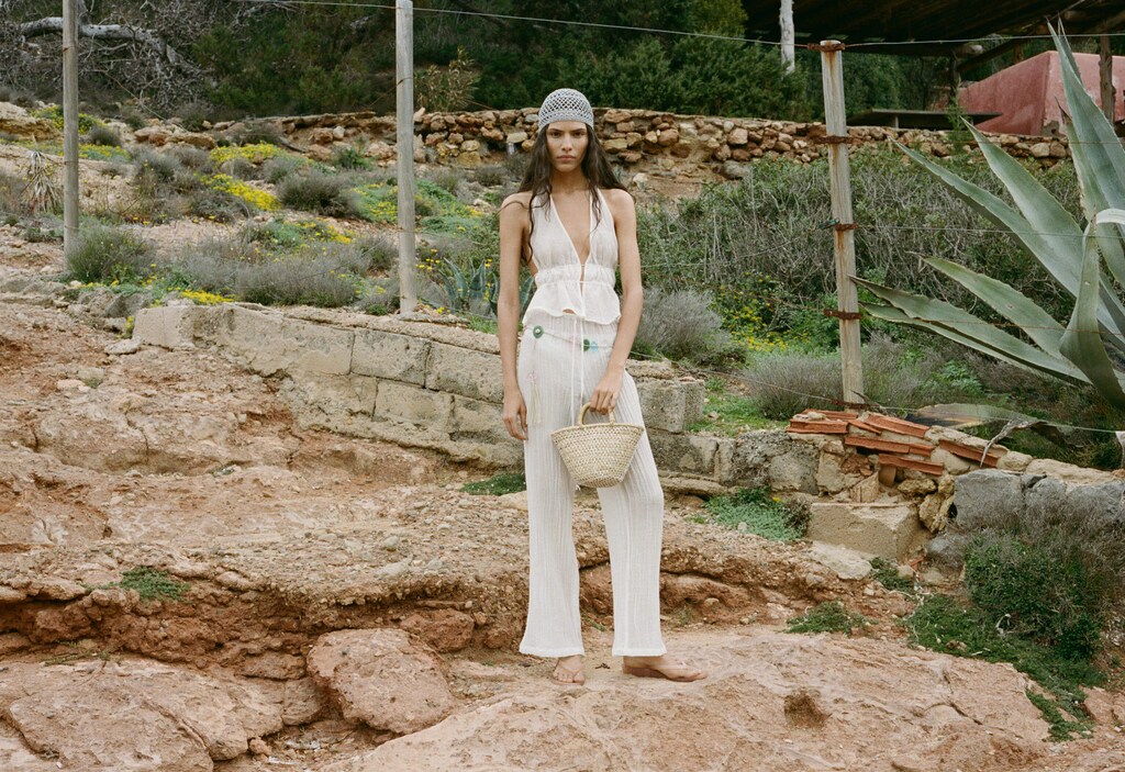 Fluid ramie pants with bow - image 3
