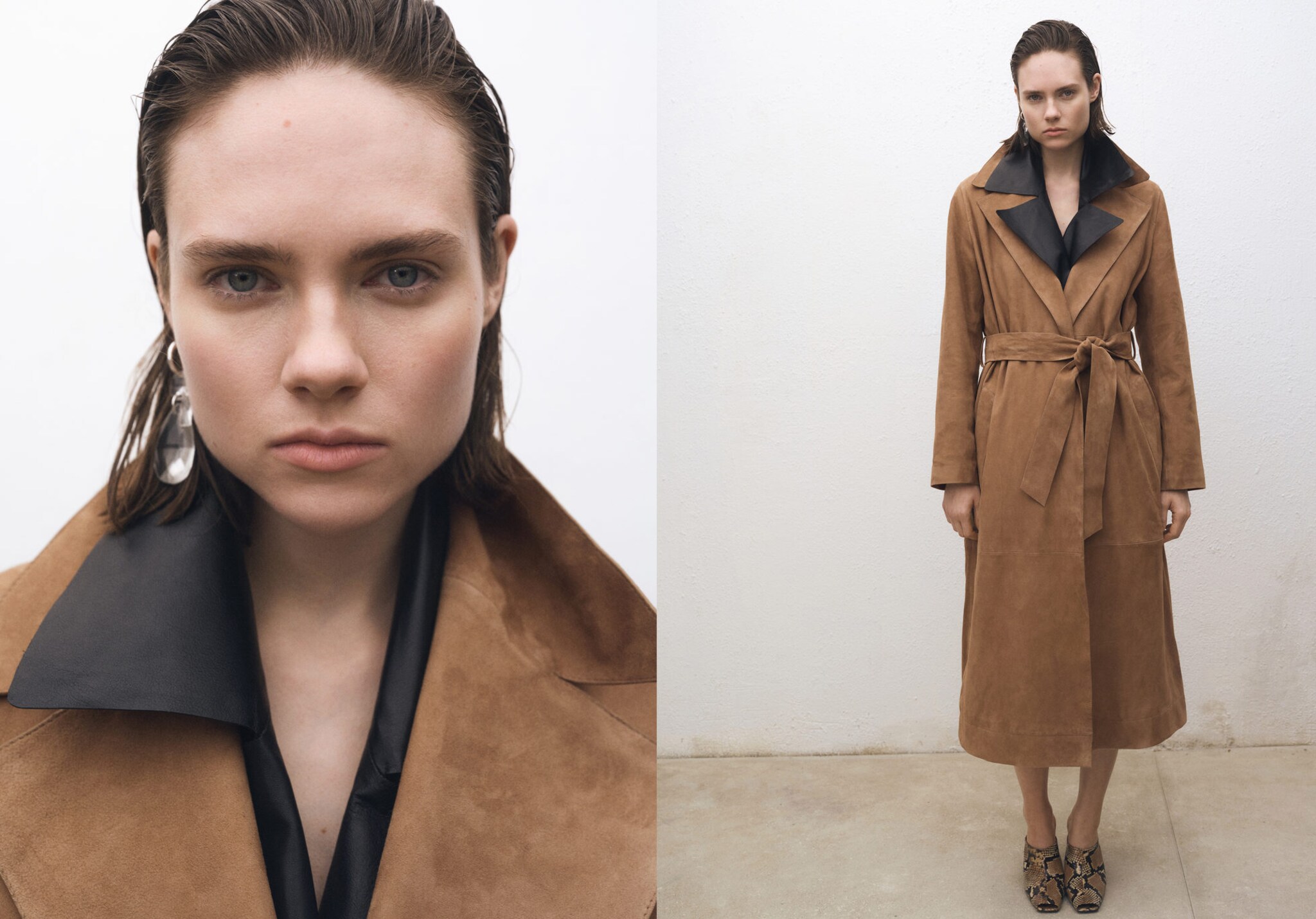 Belted suede trench coat - Panoramic plane
