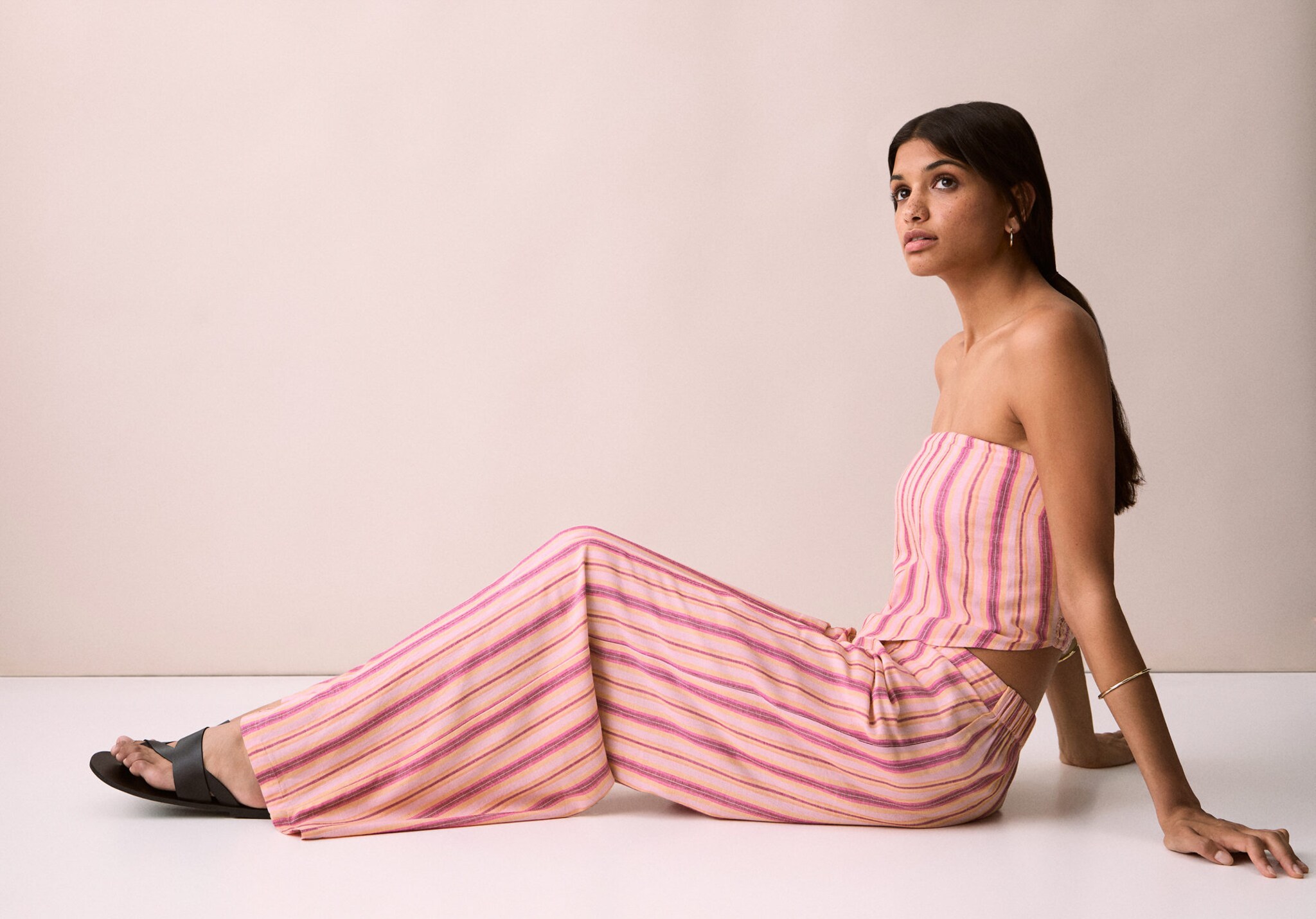 Stripe-print straight trousers - Panoramic plane