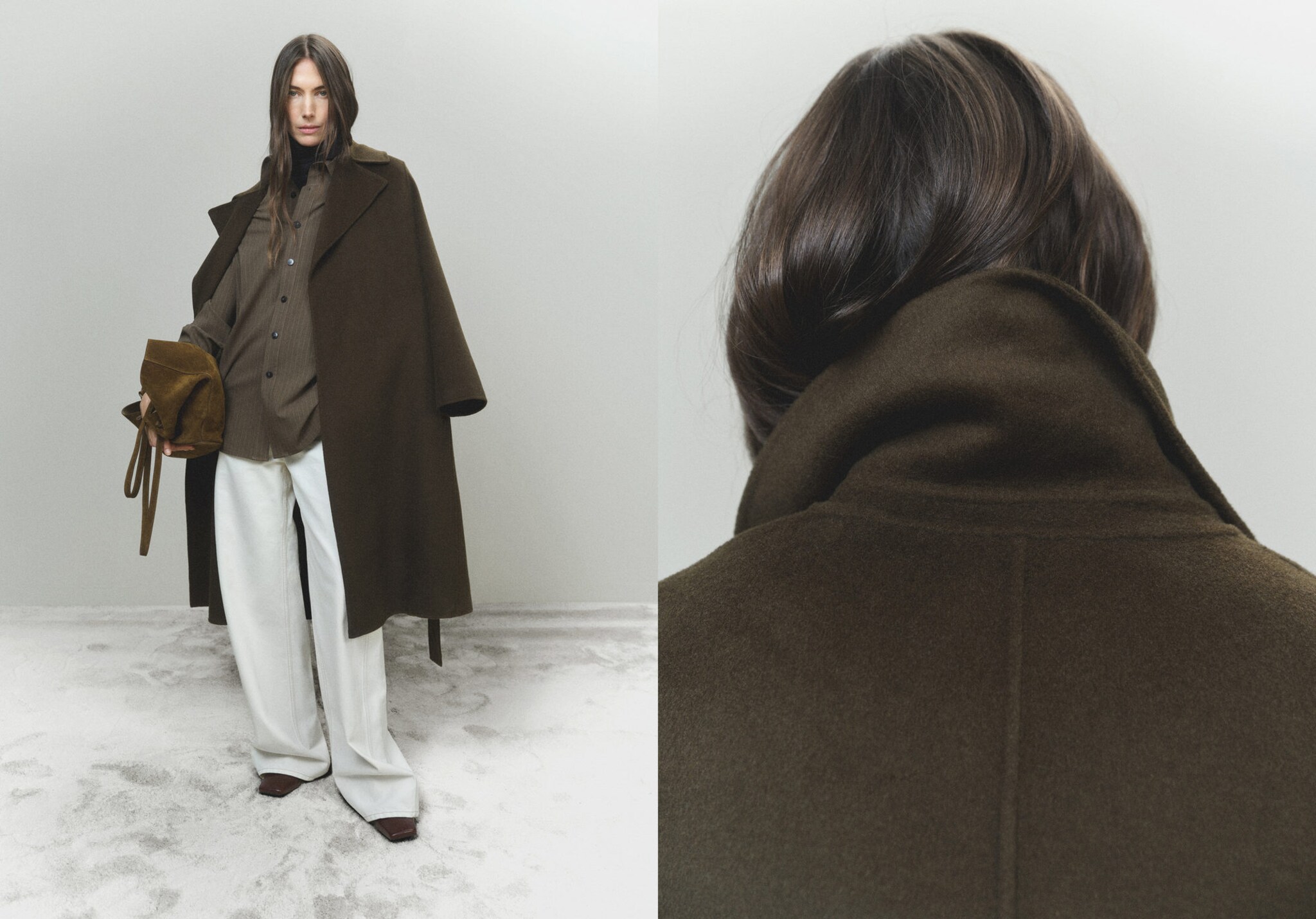 Handmade long coat with belt - Panoramic plane