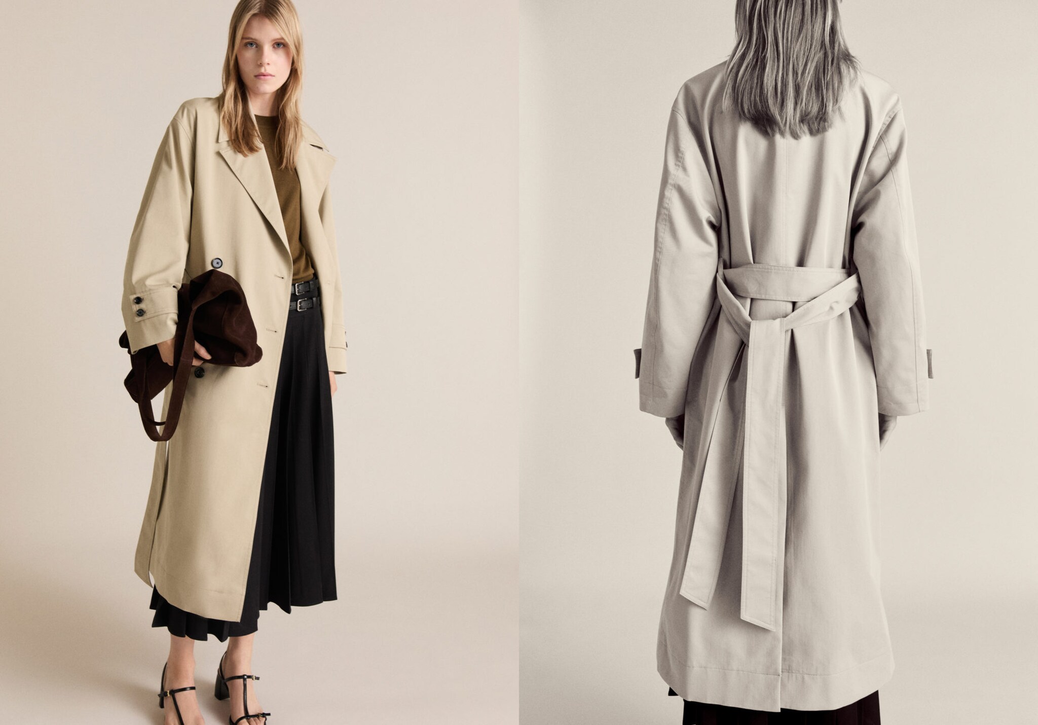 Long oversized double-breasted trench coat - Panoramic plane