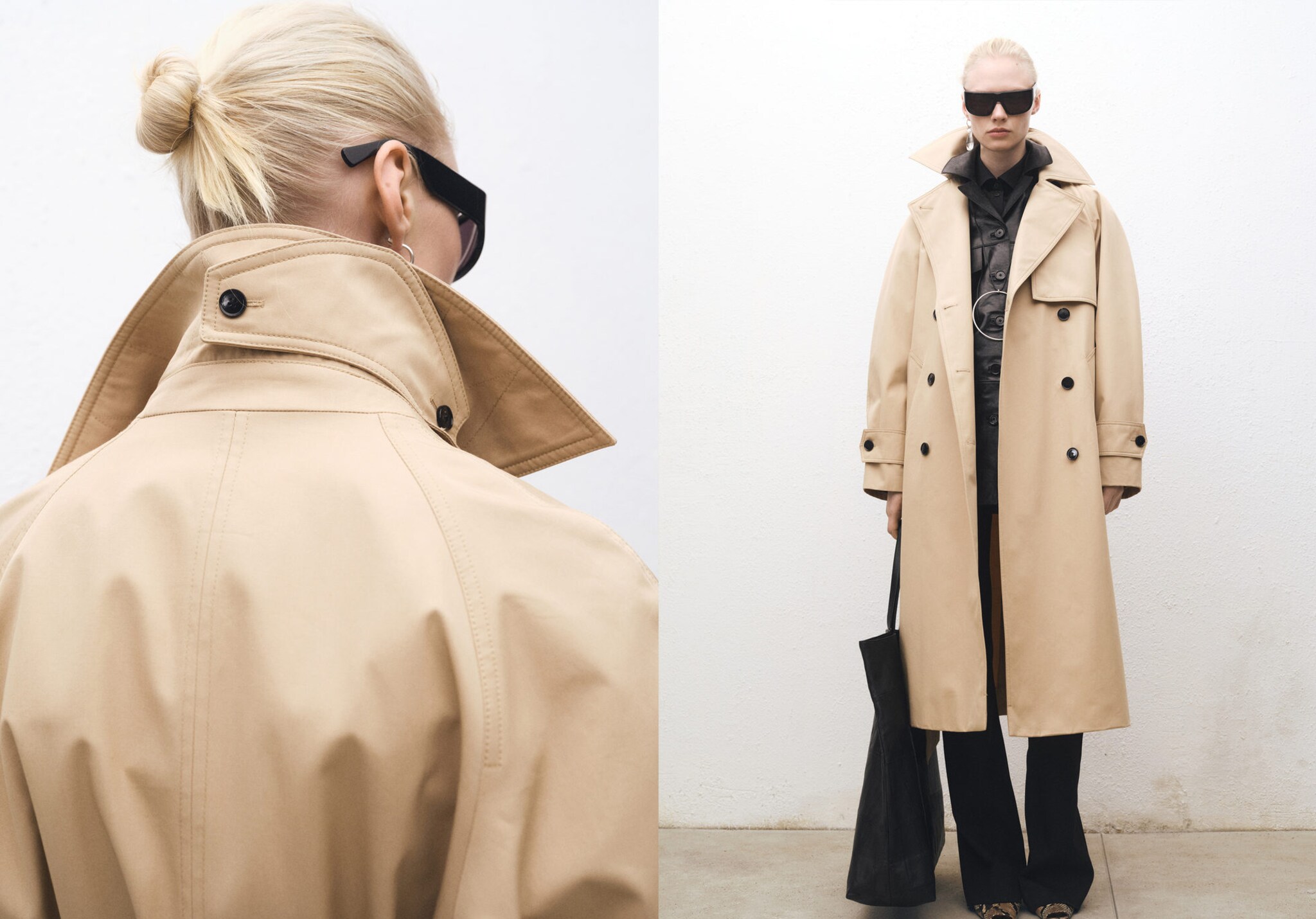 Trench long oversize coton - Plan panoramique