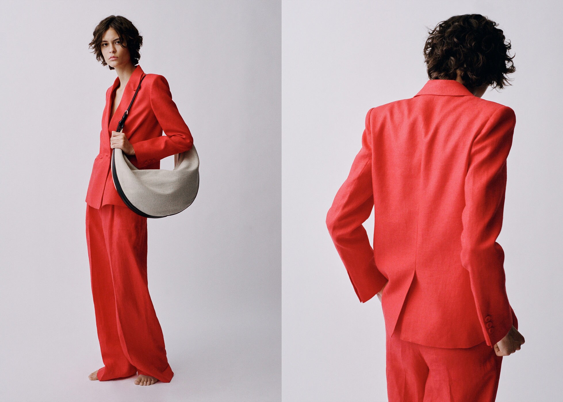 Blazer costume lin double boutonnage - Plan panoramique
