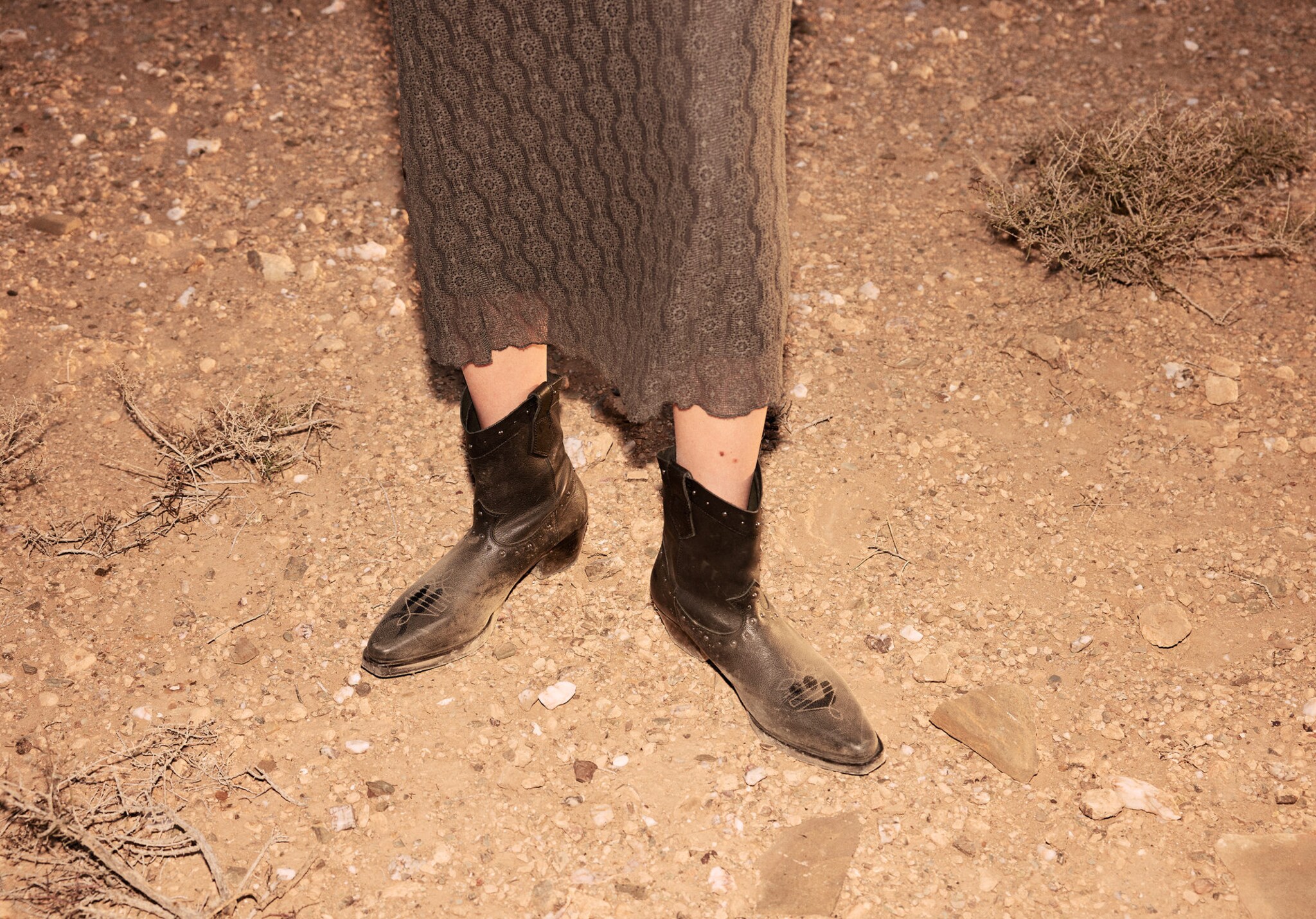 Lederstiefelette im Cowboy-Stil - Panoramaansicht