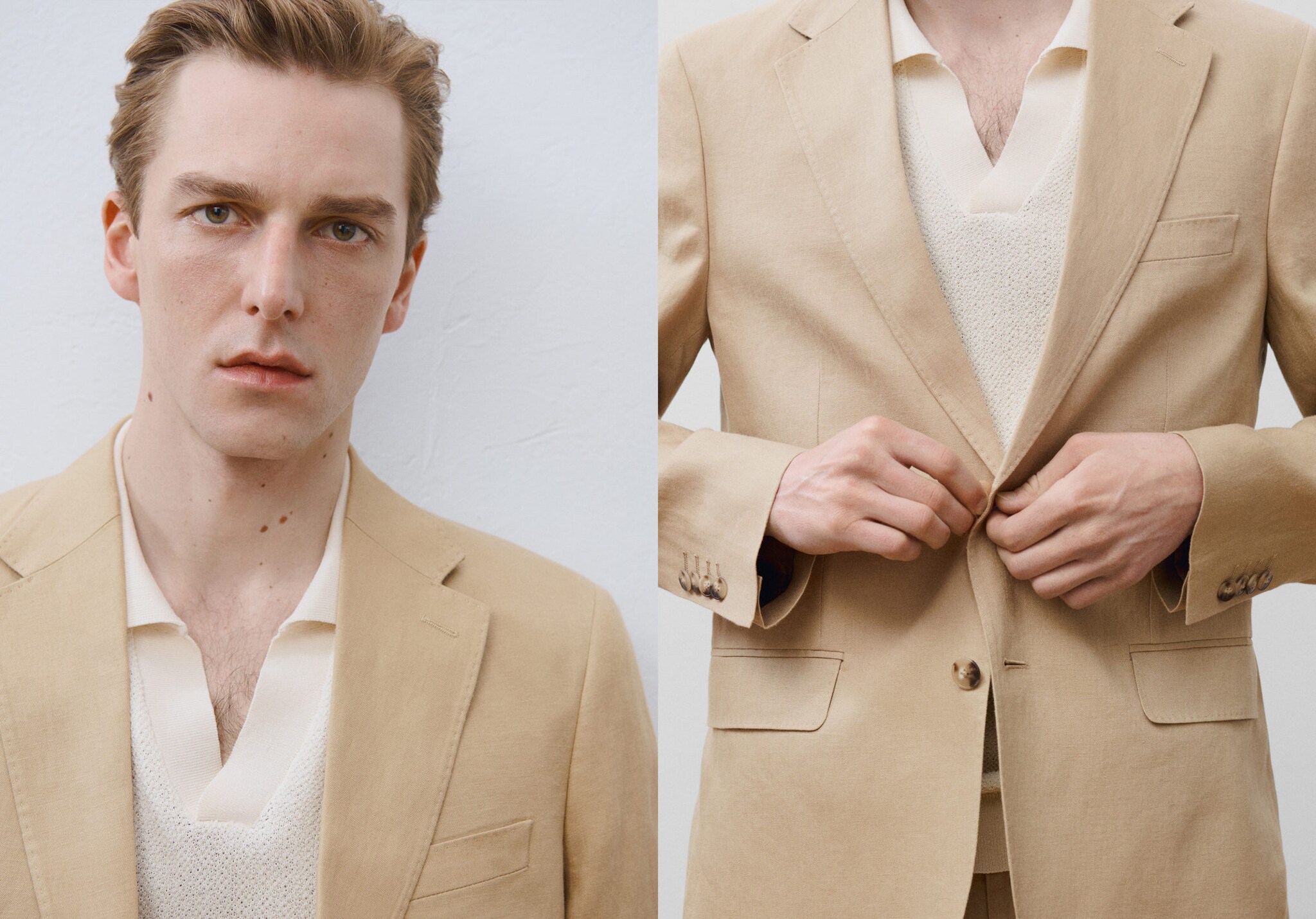 Amalfi 100% linen slim-fit suit jacket - Panoramic plane