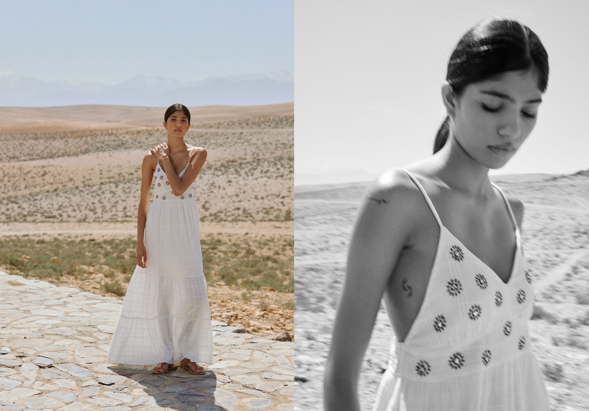 Besticktes Kleid mit aufgesticktem Sonnenmotiv - Panoramaansicht
