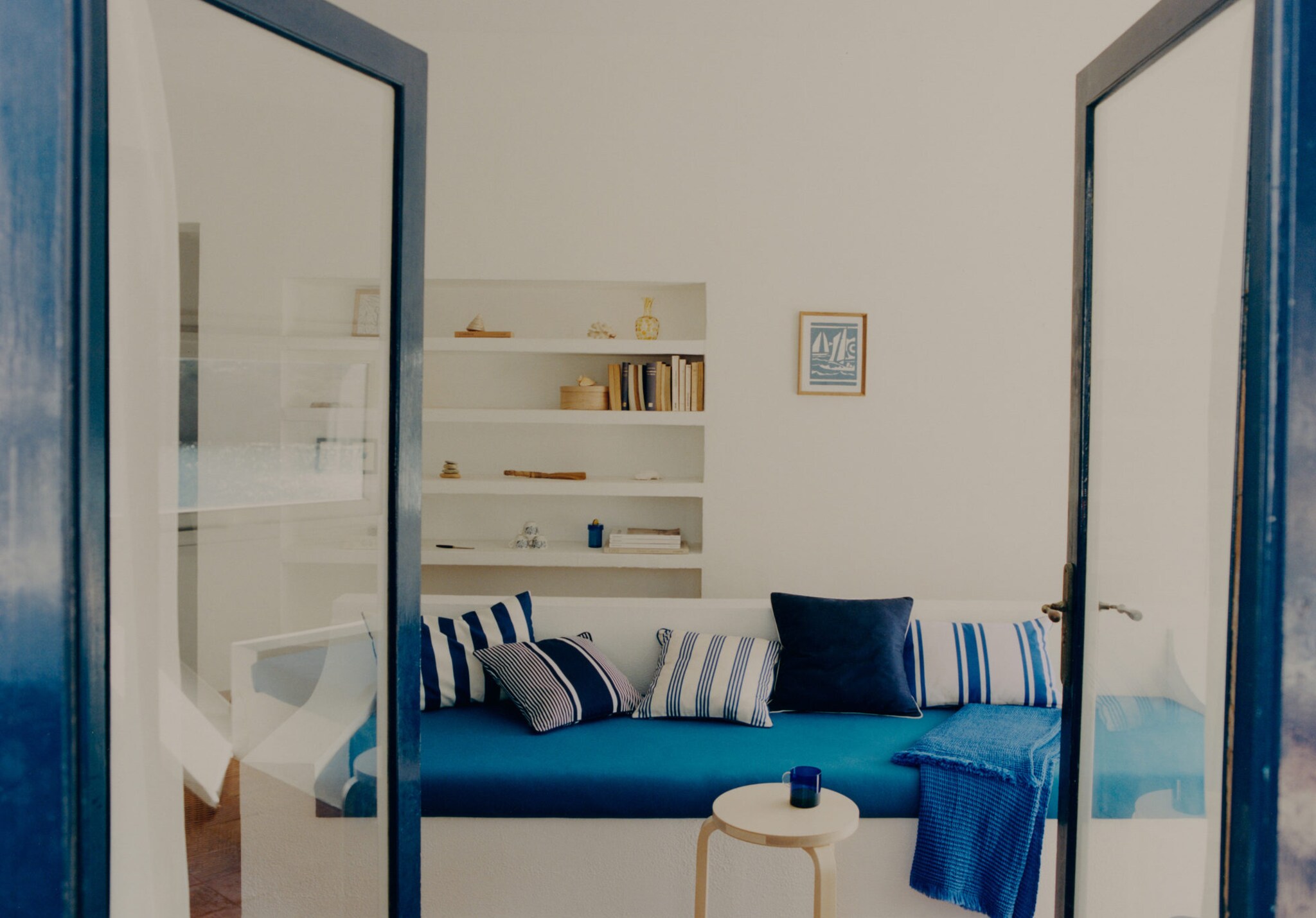 Waterproof striped cushion cover 45x45 cm - Panoramic plane