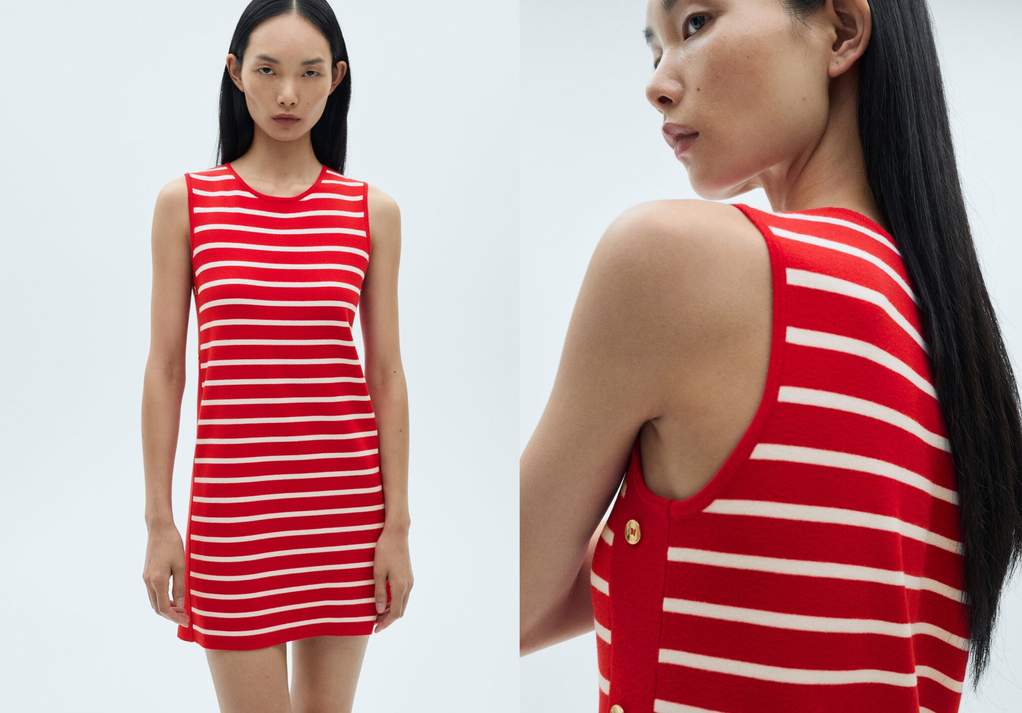 Striped dress with metallic buttons - Panoramic plane