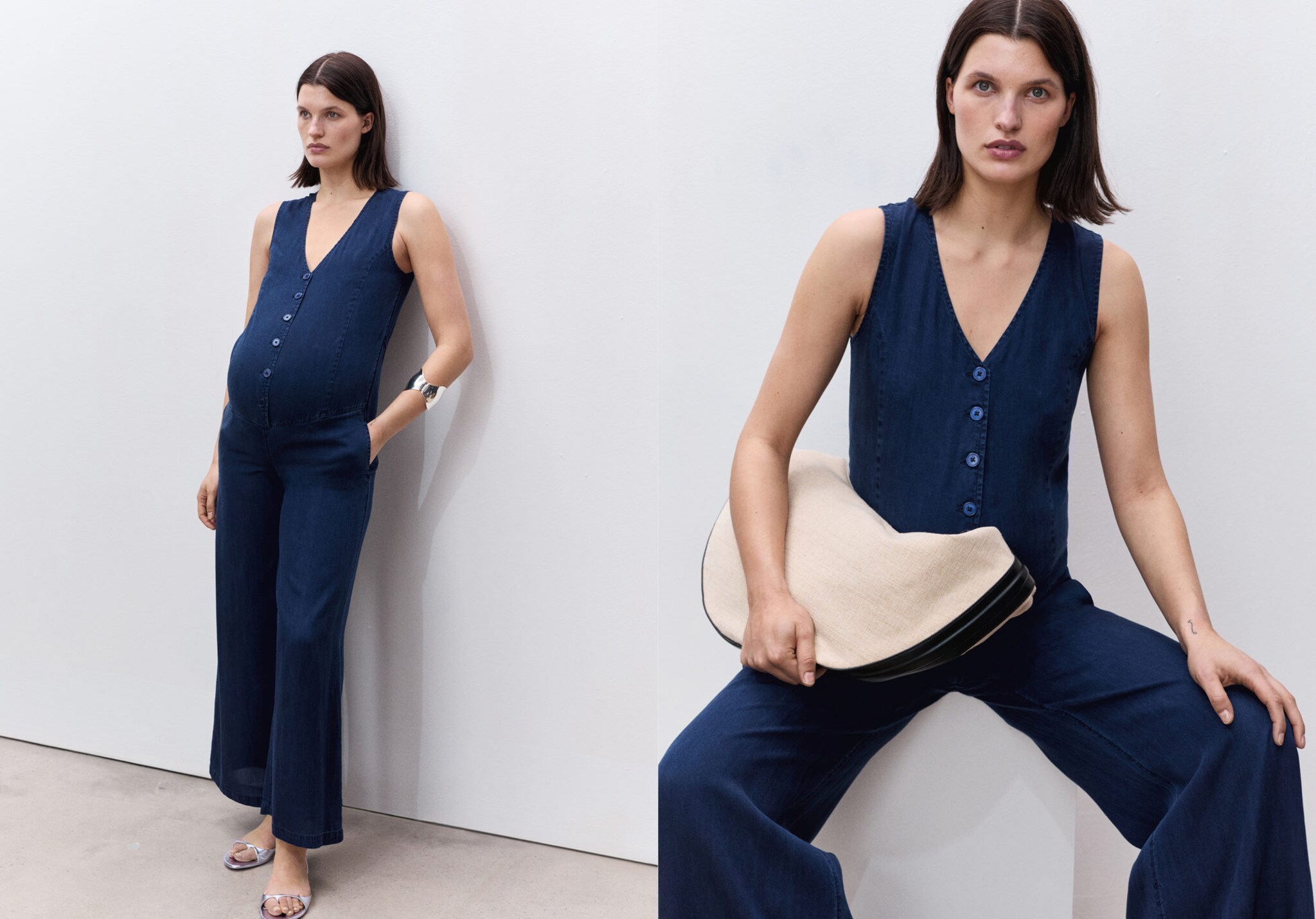 Lyocell maternity jumpsuit - Panoramic plane