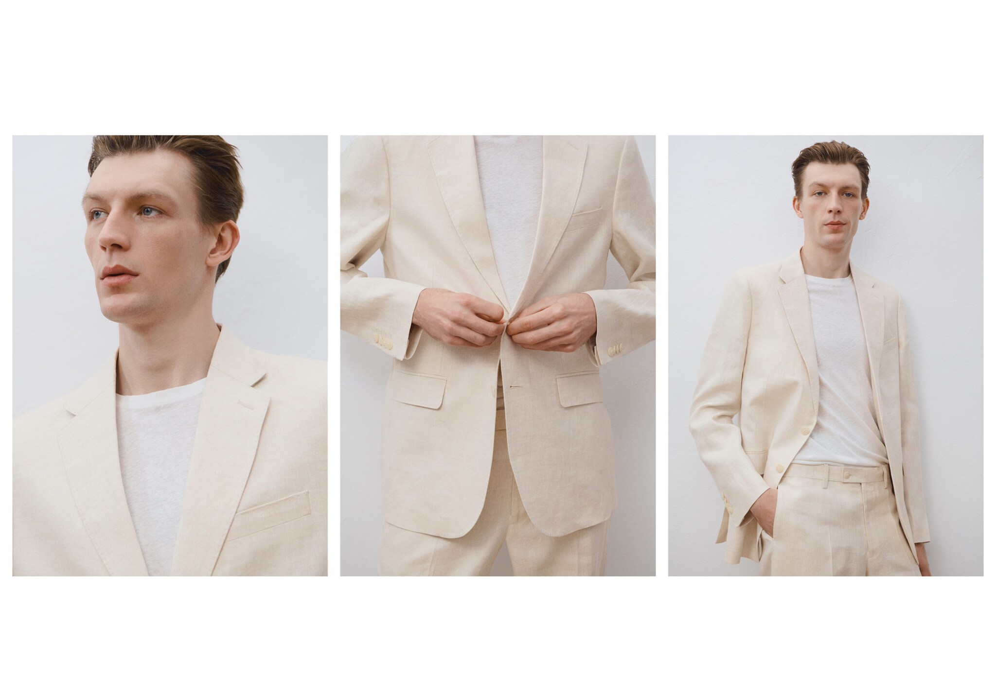Amalfi 100% linen slim-fit suit jacket - Panoramic plane