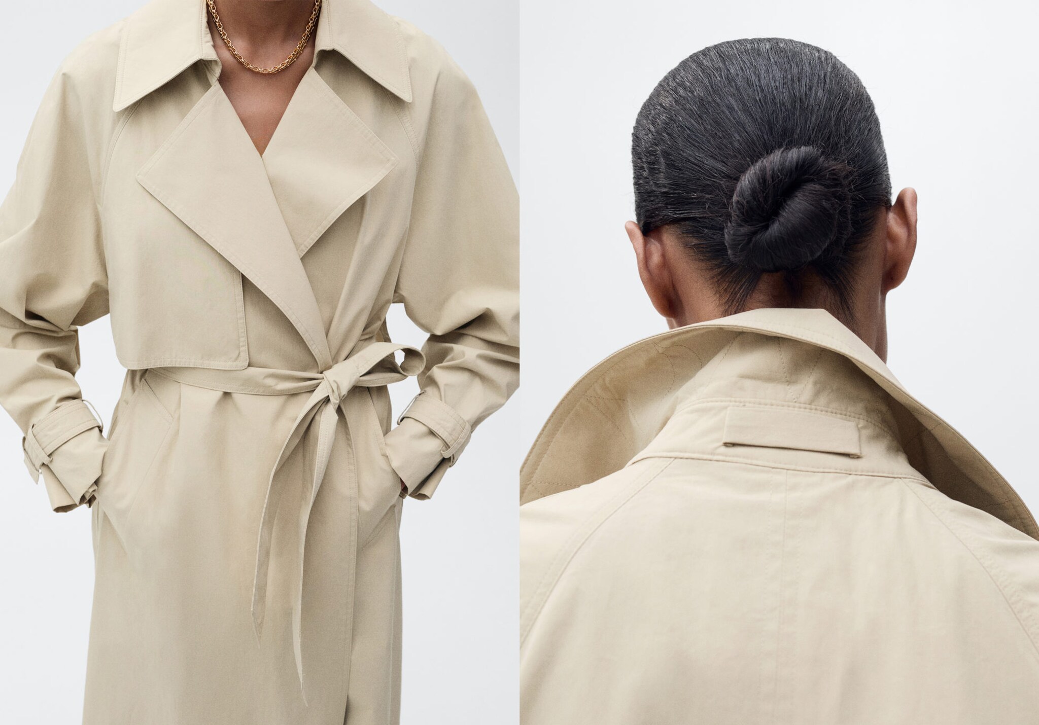 Cotton trench coat with belt - Panoramic plane