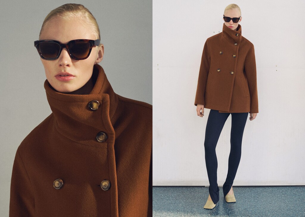Short double-breasted wool coat - Women | MANGO USA