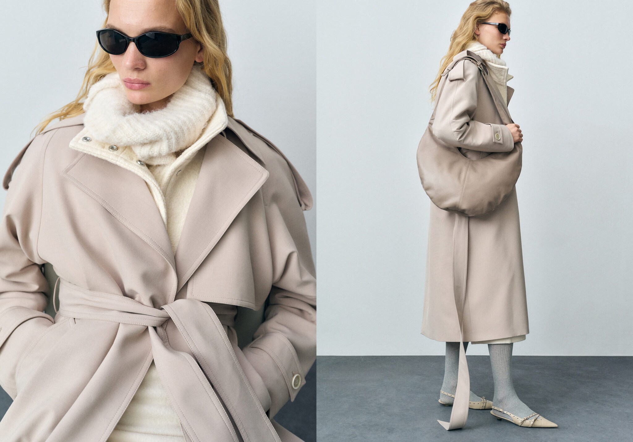 Oversized trench coat with belt - Panoramic plane