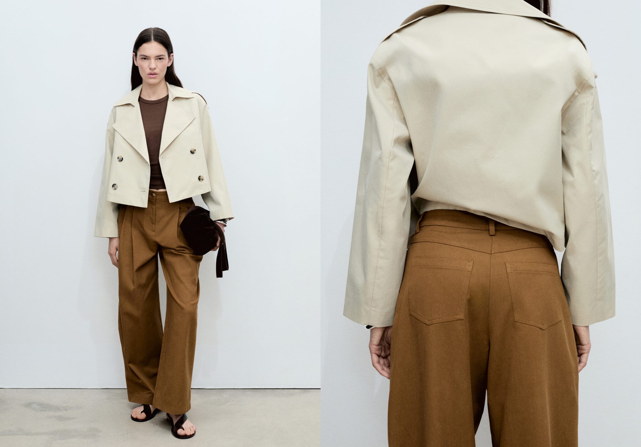 Wide-leg trousers in cotton and lyocell blend - Panoramic plane