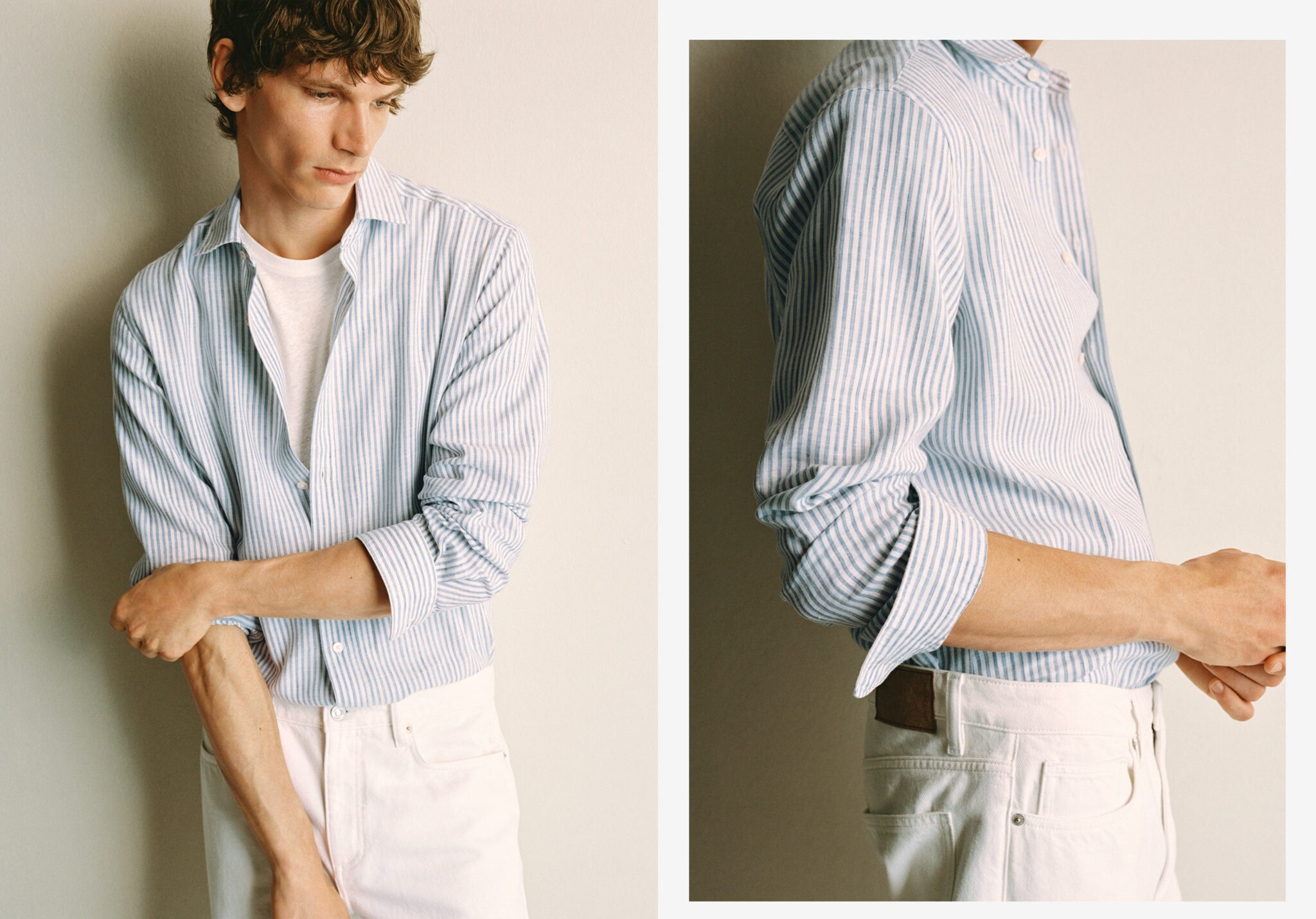 Camisa lino rayas regular fit - Plano panorámico