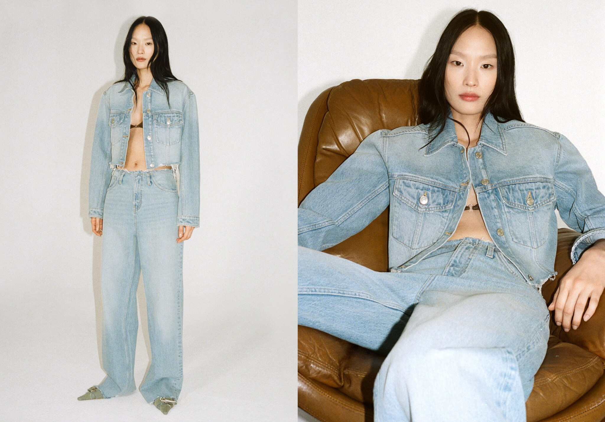 Denim jacket with frayed hem - Panoramic plane
