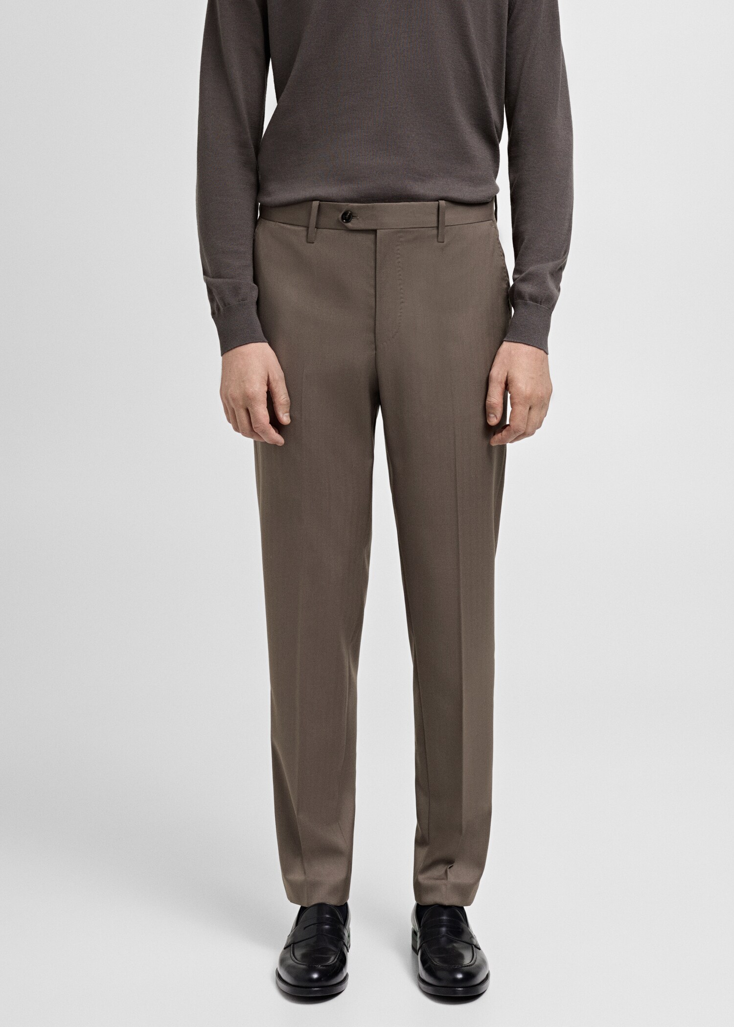 100% virgin wool herringbone suit trousers - Medium plane