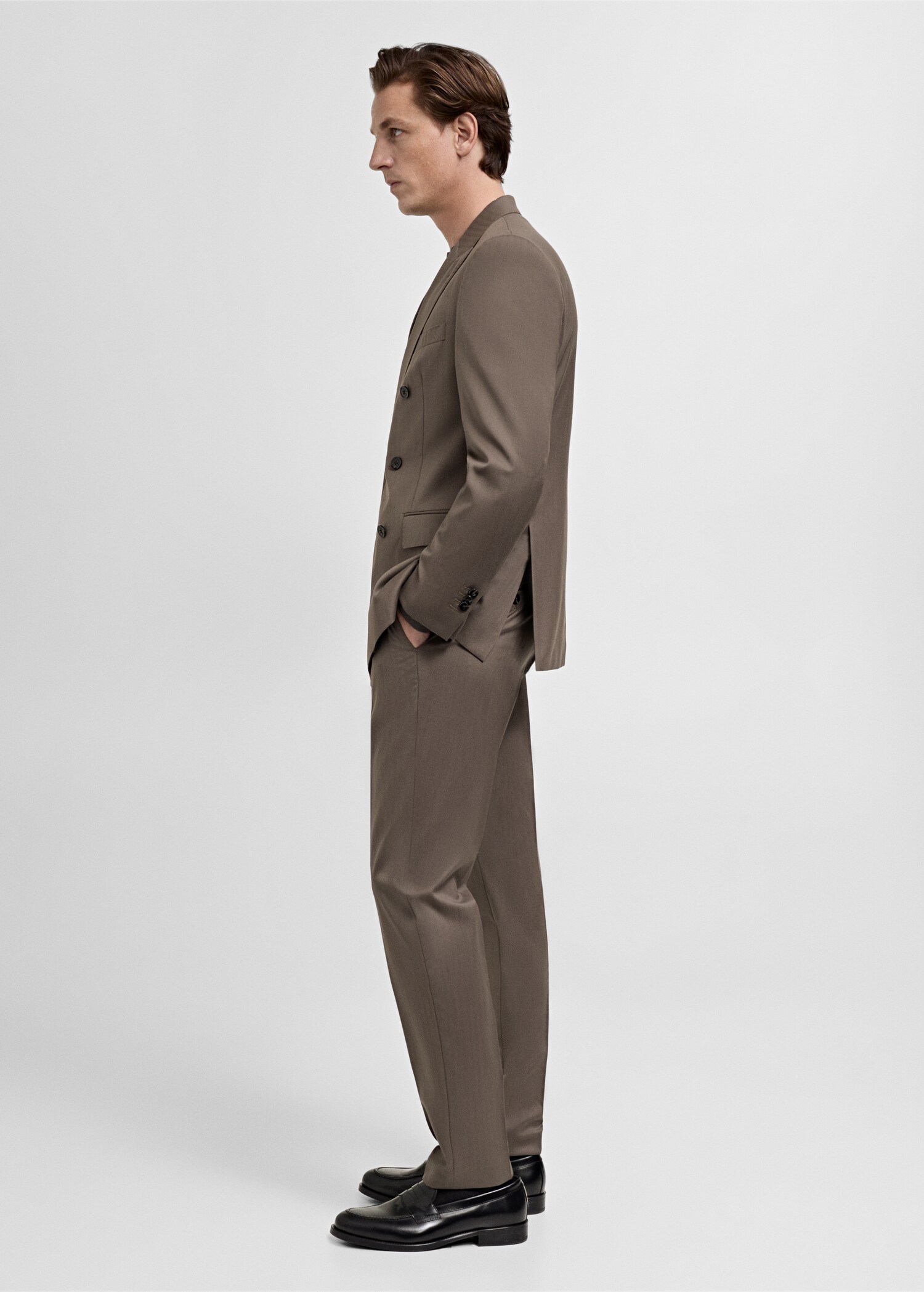 100% virgin wool herringbone suit trousers - Details of the article 2