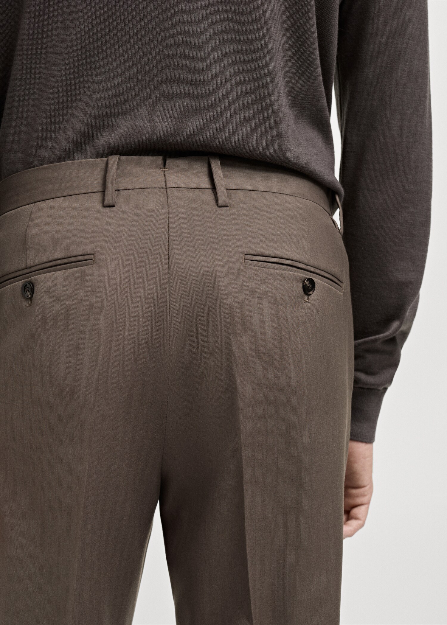 100% virgin wool herringbone suit trousers - Details of the article 3
