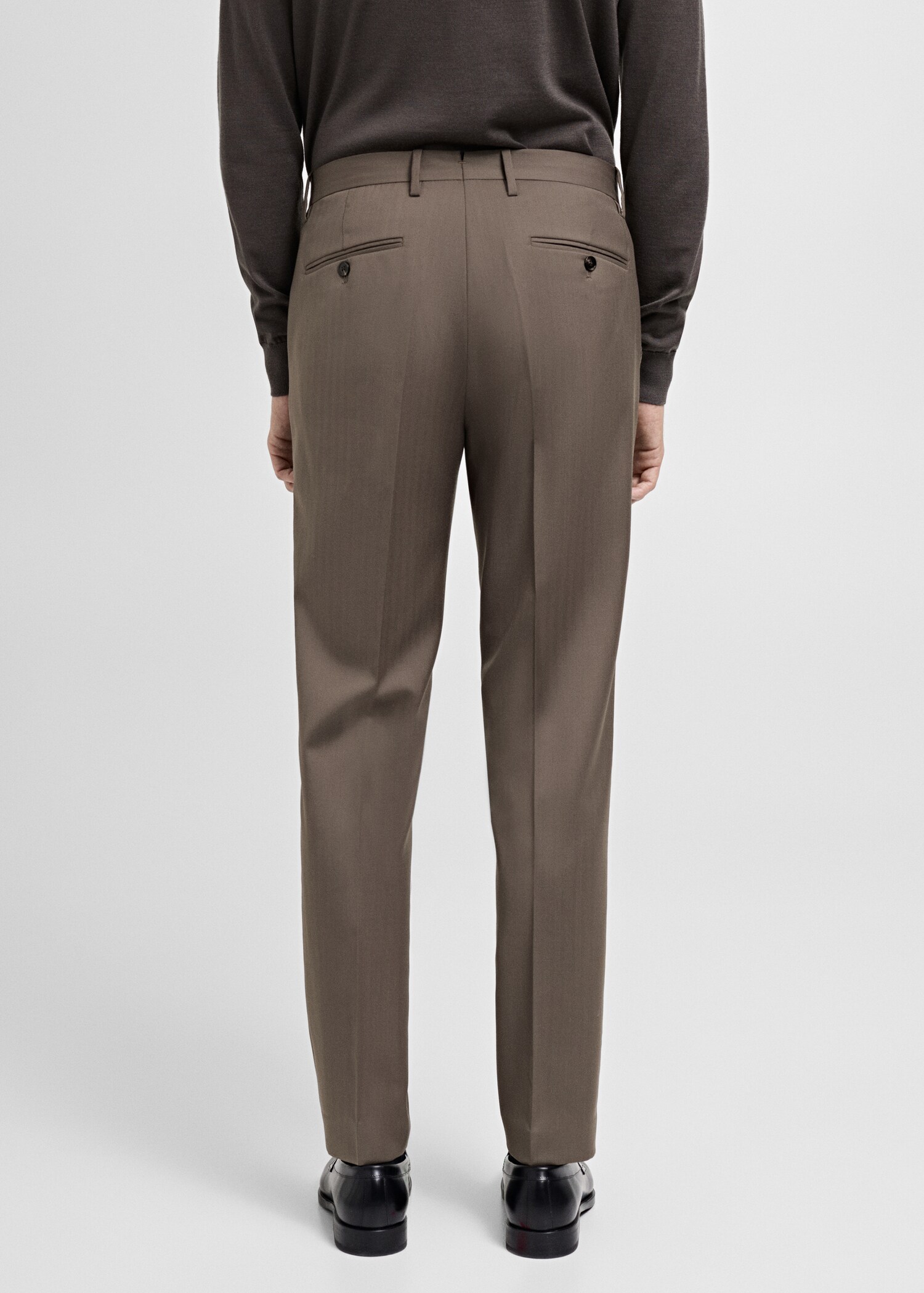 100% virgin wool herringbone suit trousers - Reverse of the article