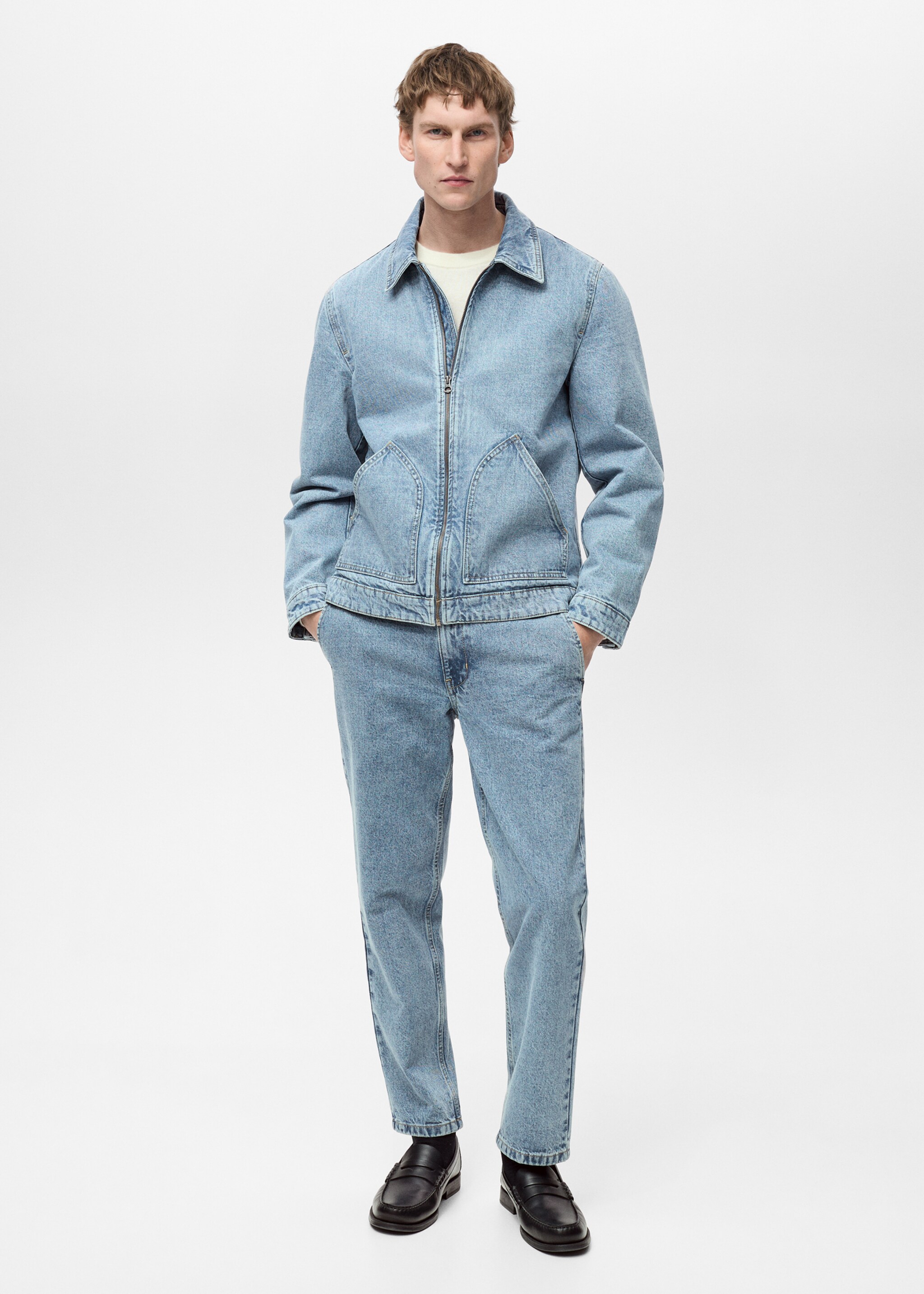 Worn effect straight fit jeans - General plane