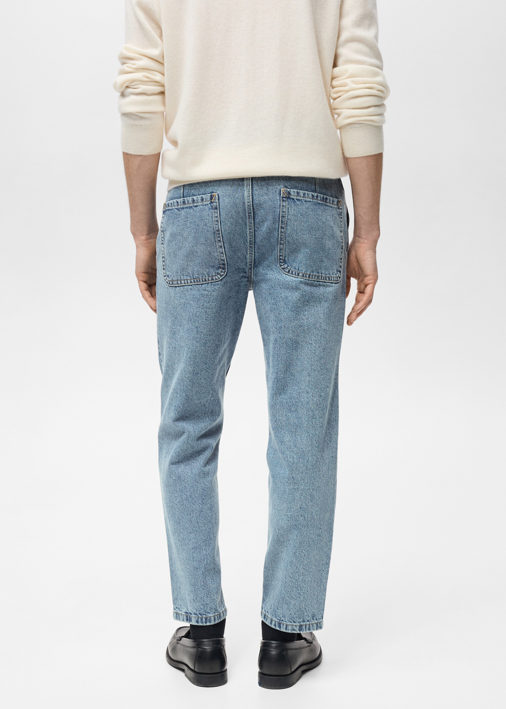 Worn effect straight fit jeans - Reverse of the article