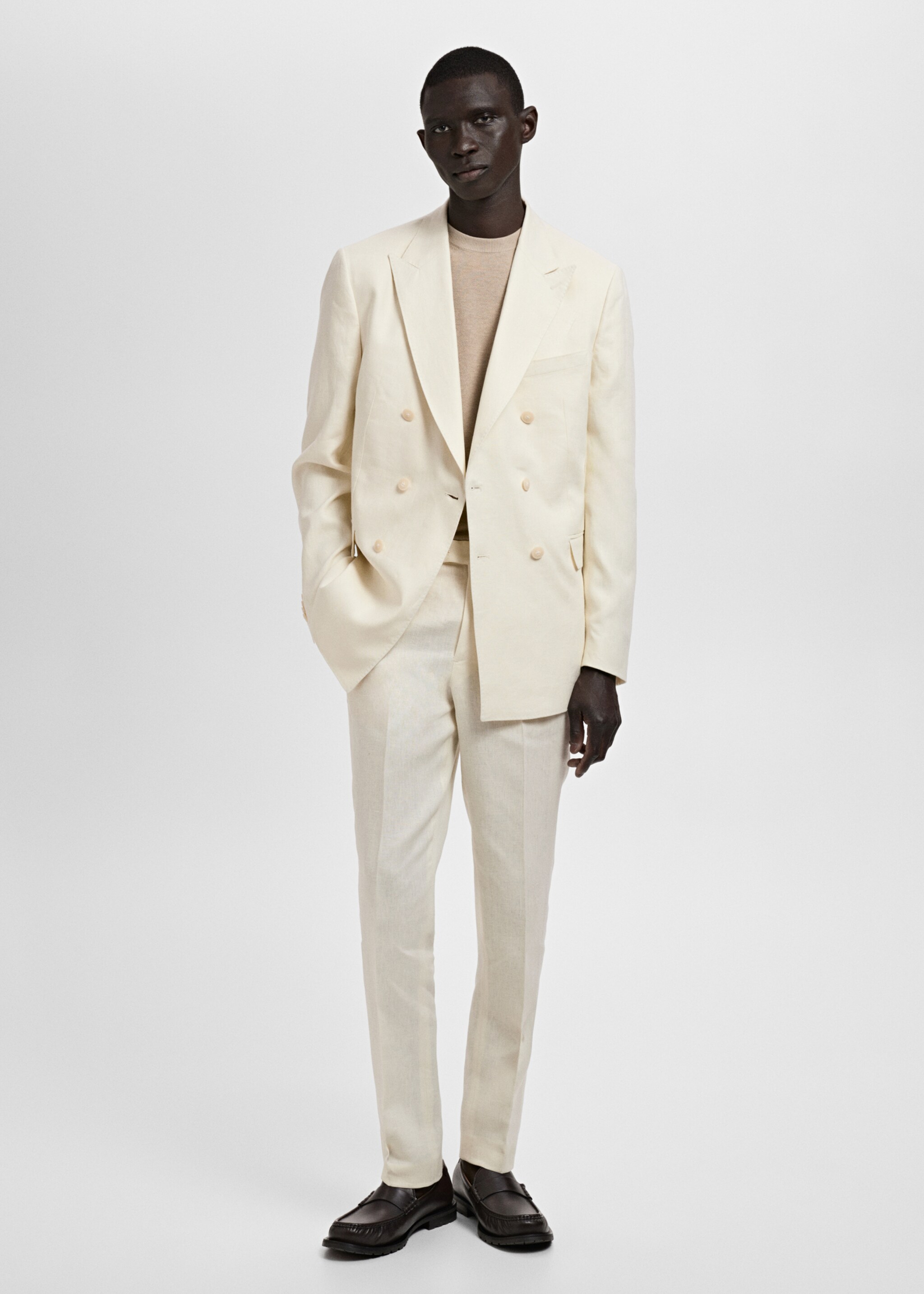 Amalfi 100% linen slim-fit suit trousers - General plane