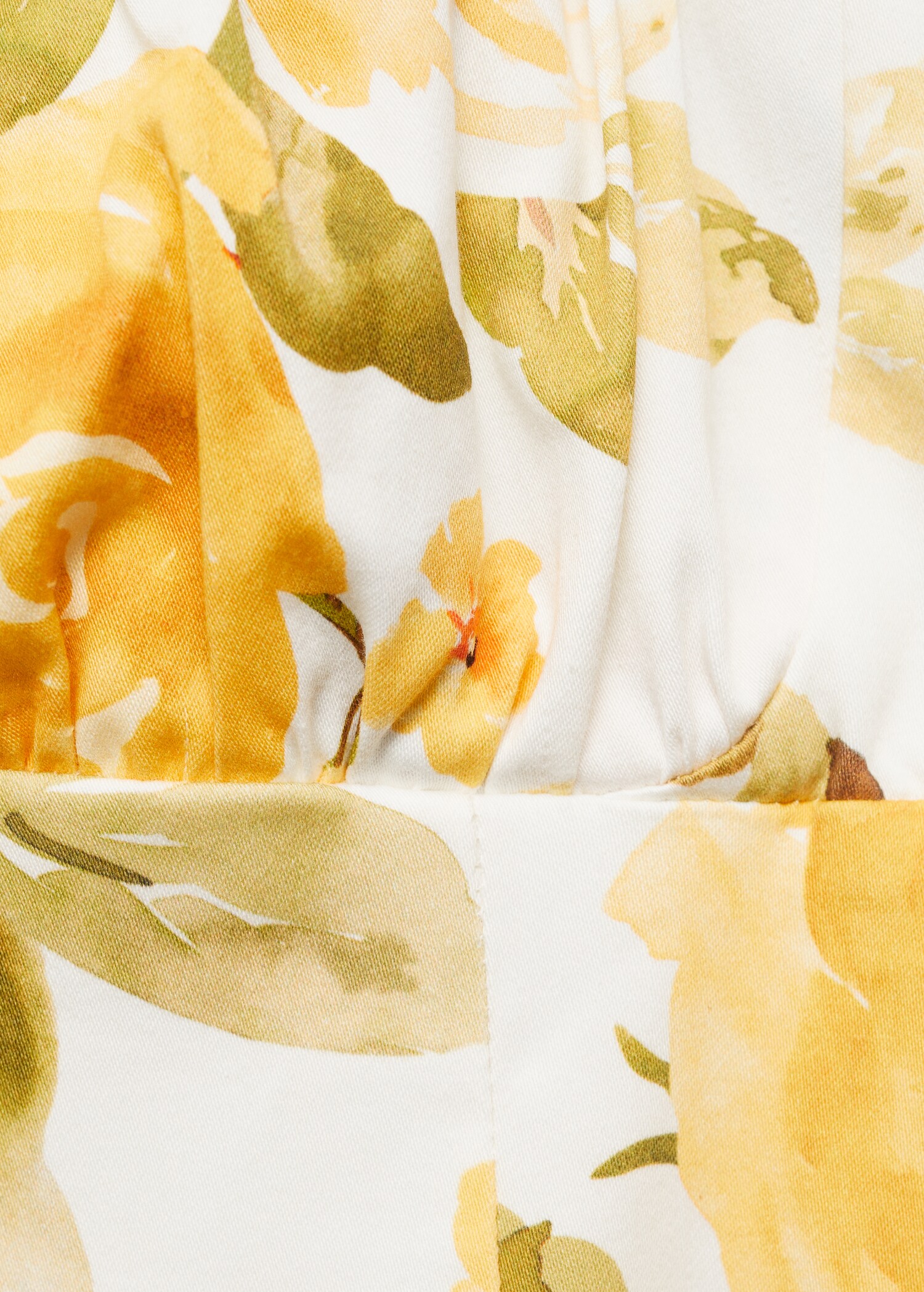 Gebloemde midi-jurk met gerimpeld decolleté - Detail van het artikel 8