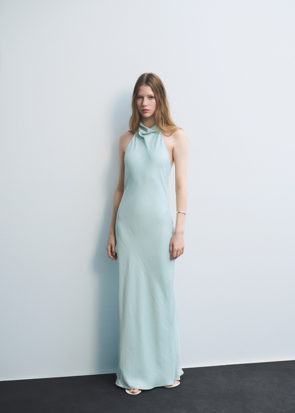 Satin halter neck dress