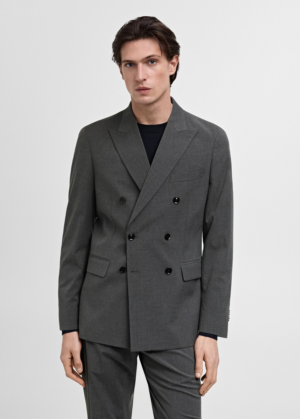 Slim-fit double-breasted jacket - Men | MANGO India 