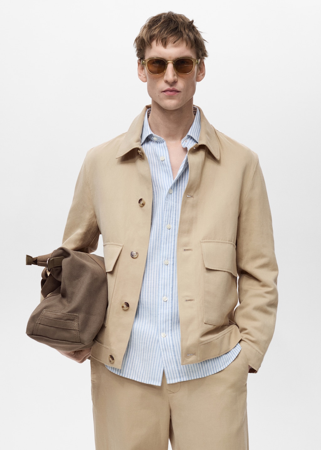 ジャケット・アウター WOOL CARAMEL PIQUET Set Up Leather like over jacket setup | Judin