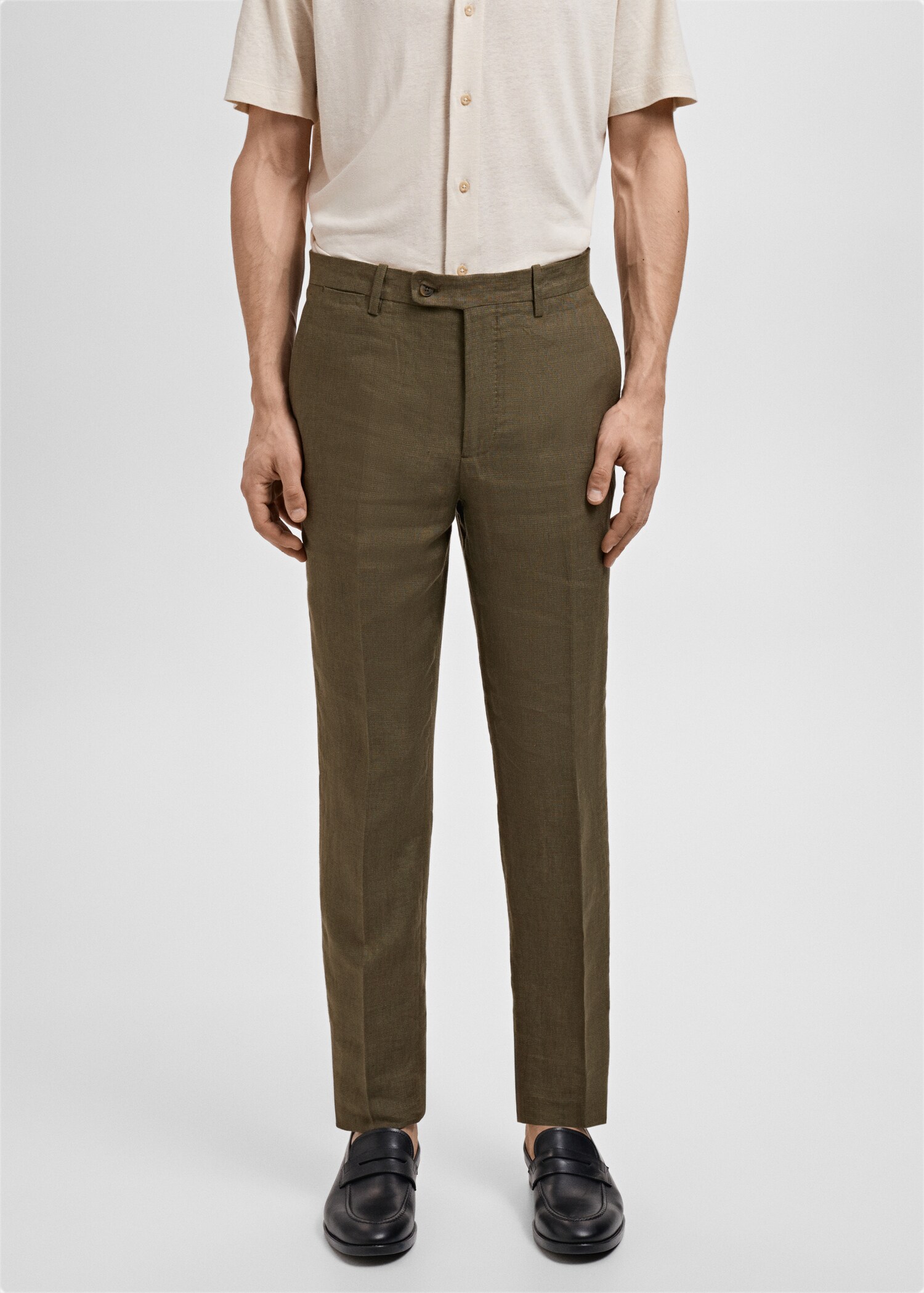 Amalfi 100% linen slim-fit suit trousers - Medium plane