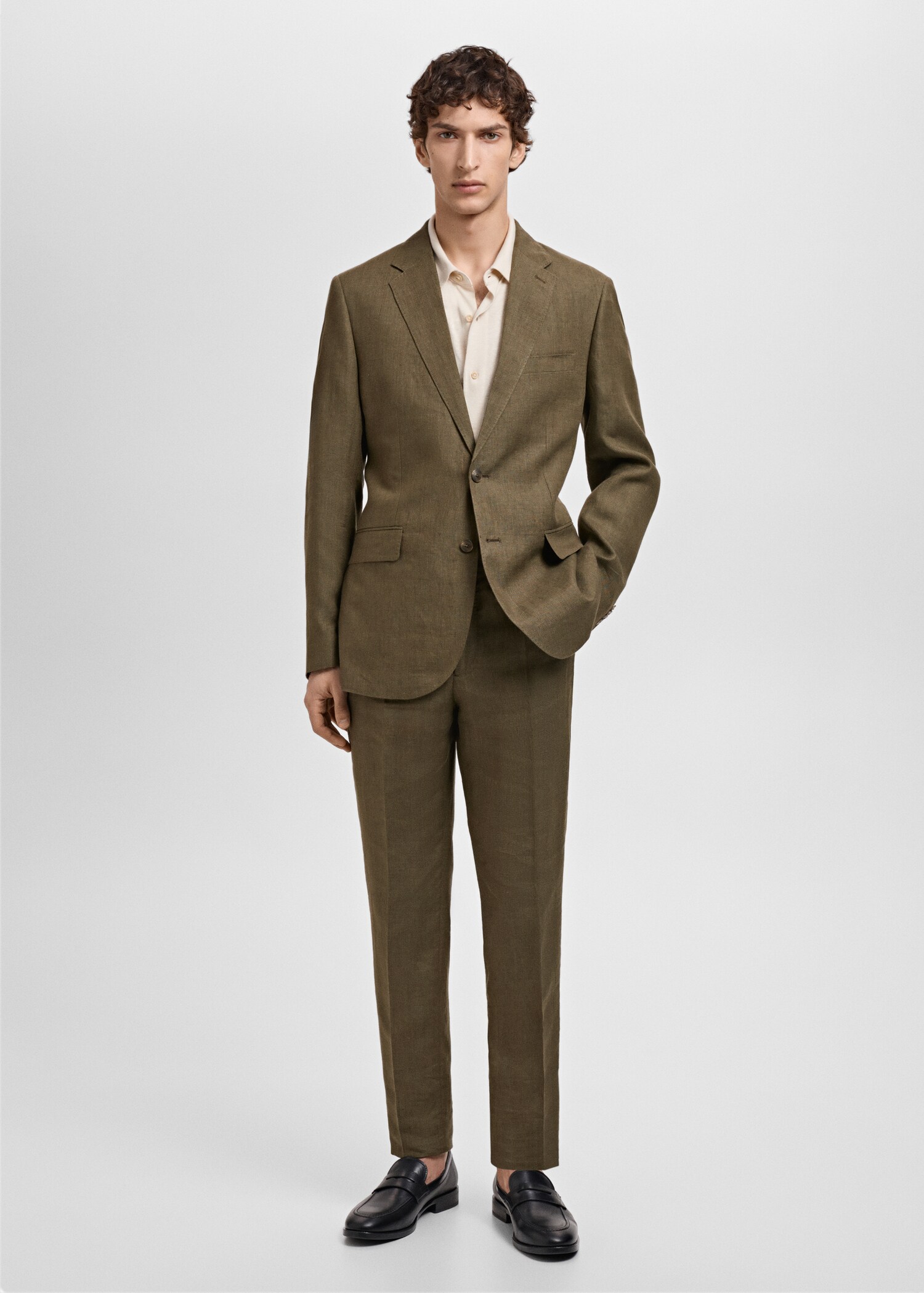 Amalfi 100% linen slim-fit suit trousers - General plane