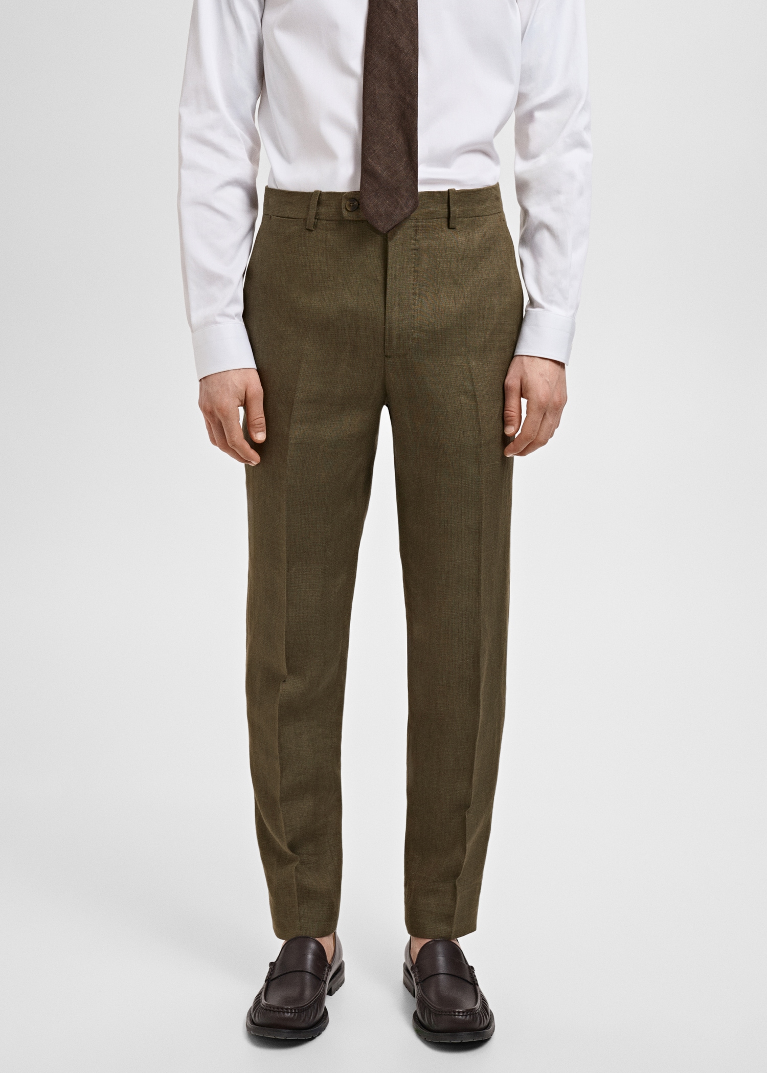 Amalfi 100% linen slim-fit suit trousers - Medium plane