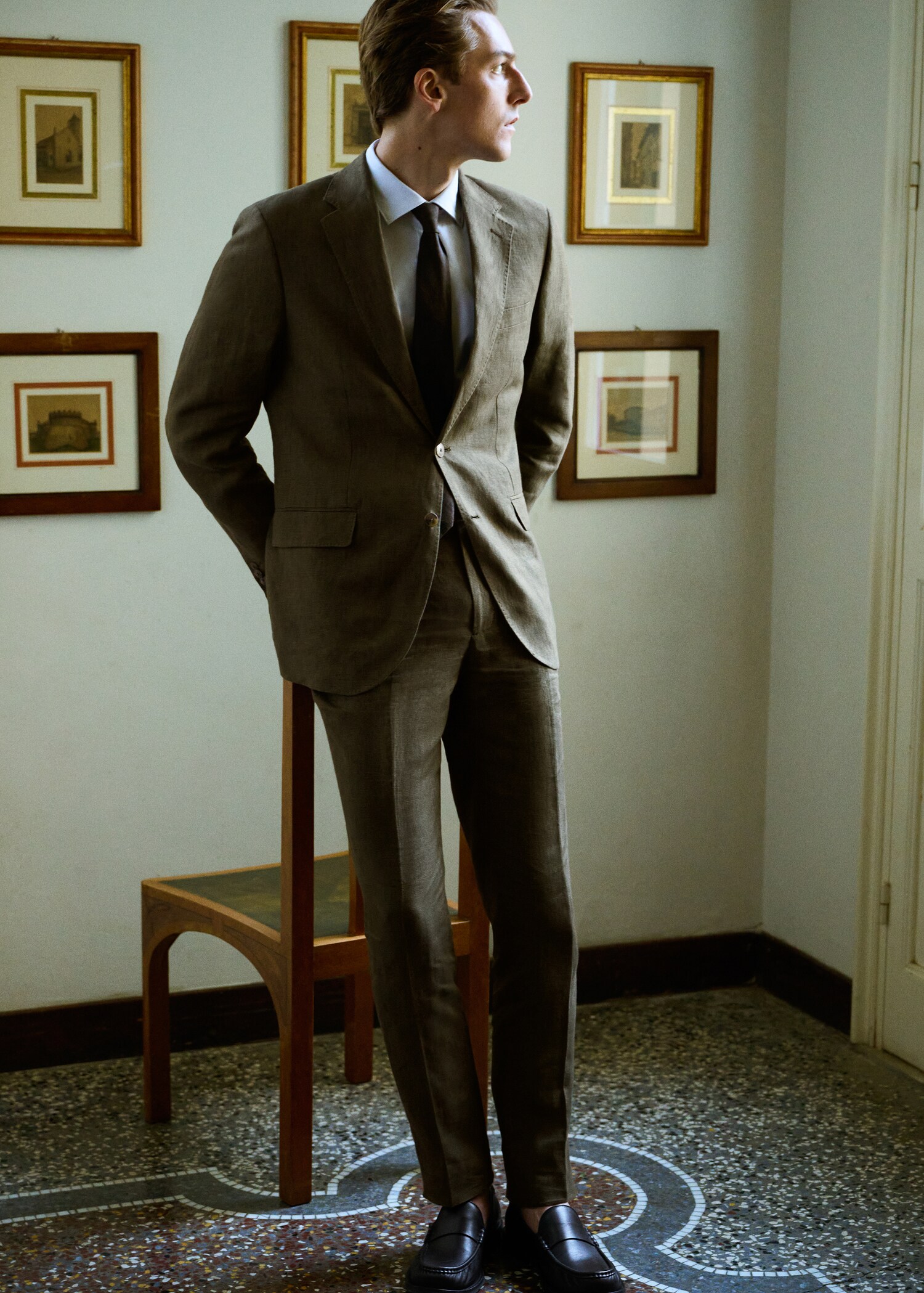 Amalfi 100% linen slim-fit suit trousers - Details of the article 5