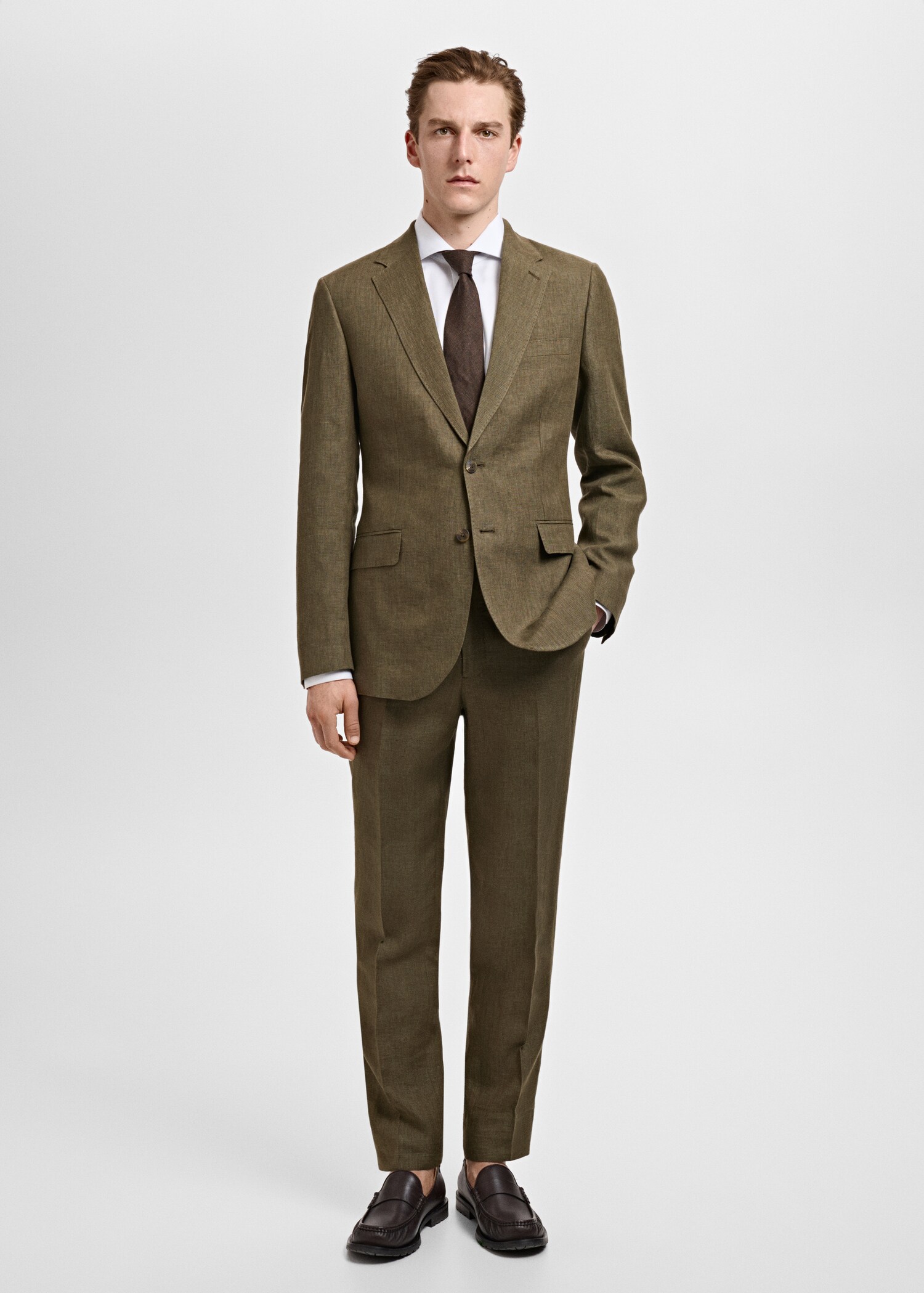 Amalfi 100% linen slim-fit suit trousers - General plane