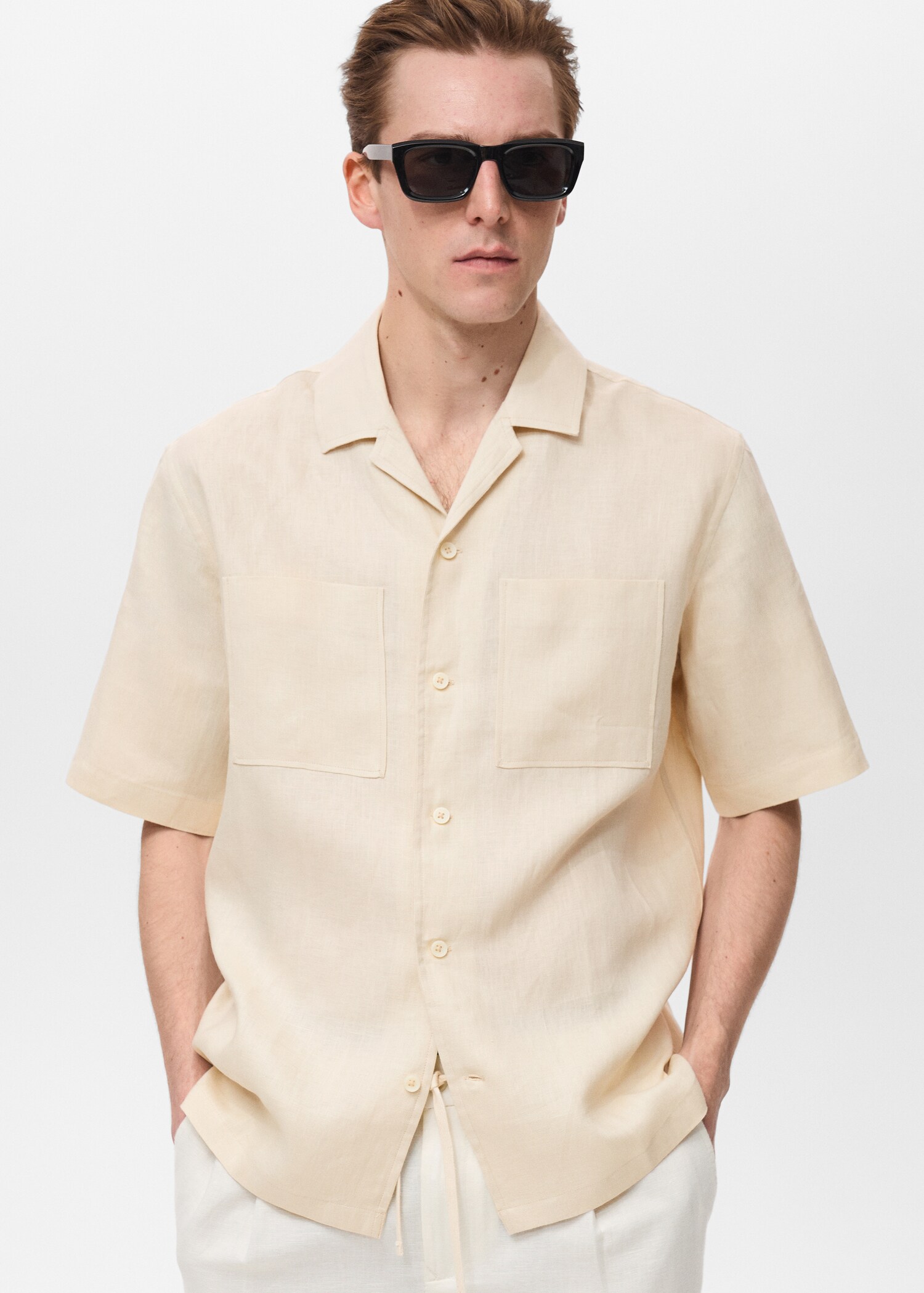 100% linen bowling-collar shirt - Medium plane