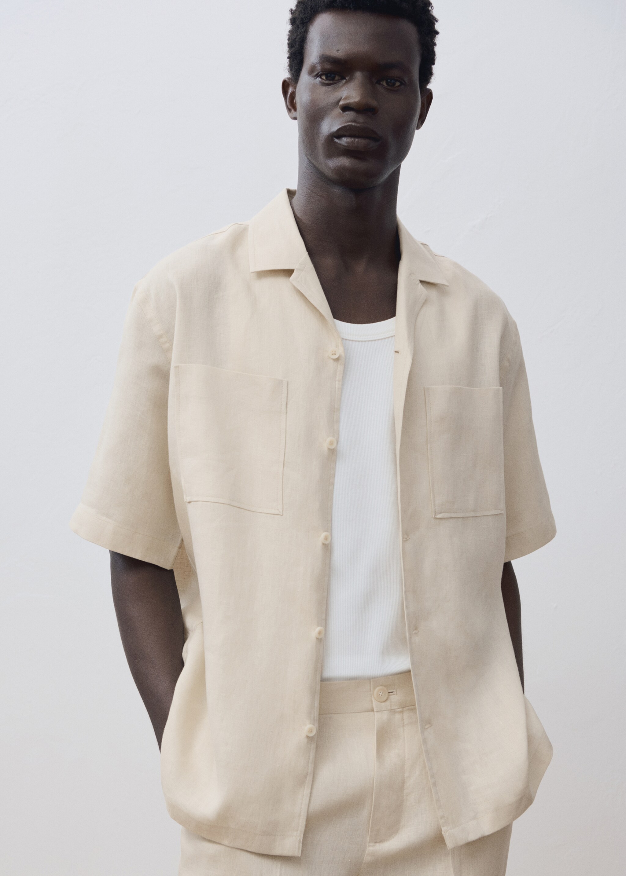 100% linen bowling-collar shirt - Details of the article 3