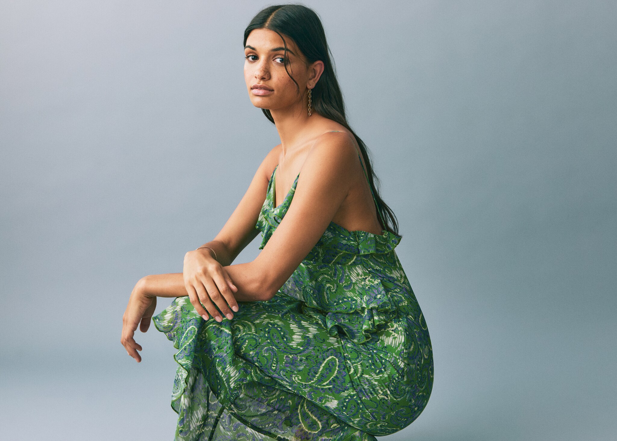 Ruffled printed dress - General plane