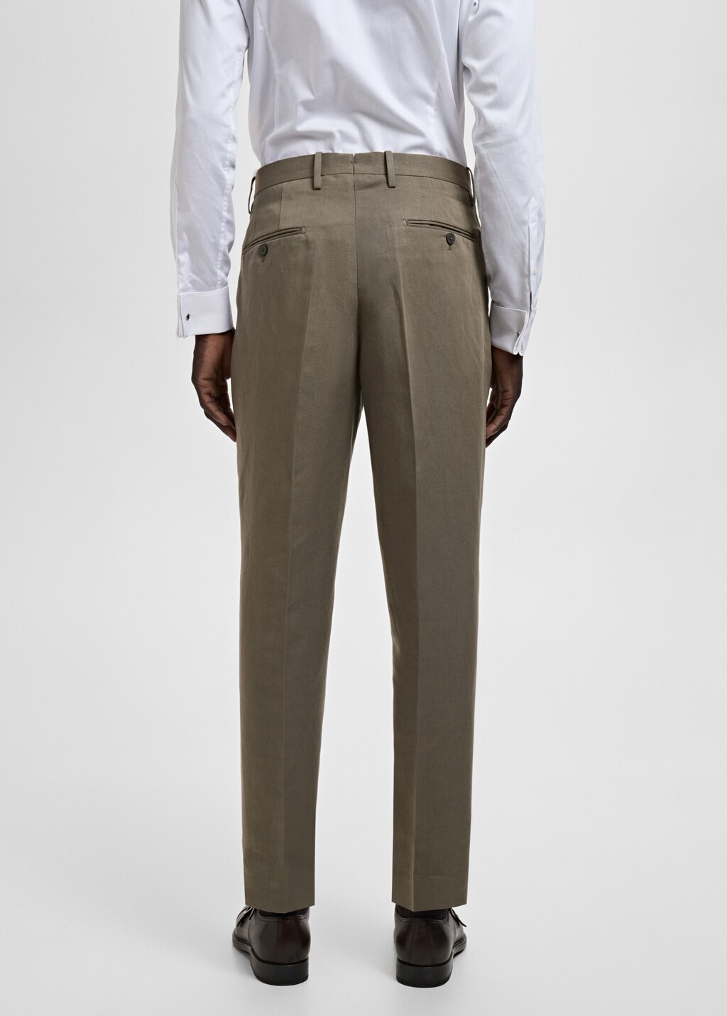 Slim-fit linen-blend pleated pants