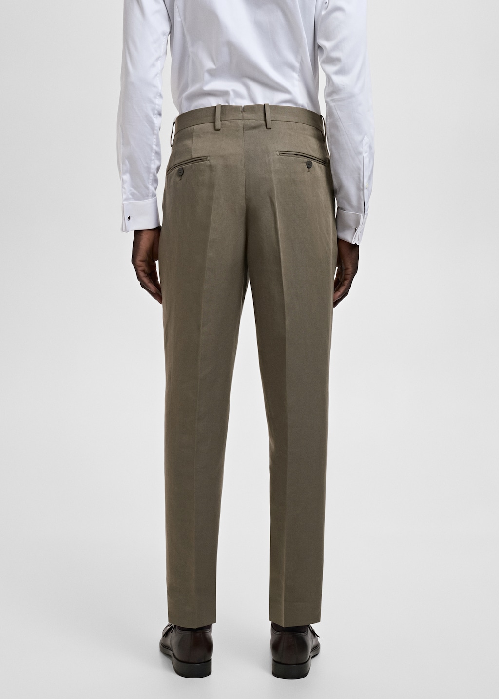 Slim-fit linen-blend pleated pants