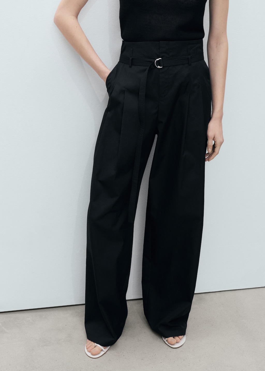 Wide leg pants with belt - Women | MANGO USA