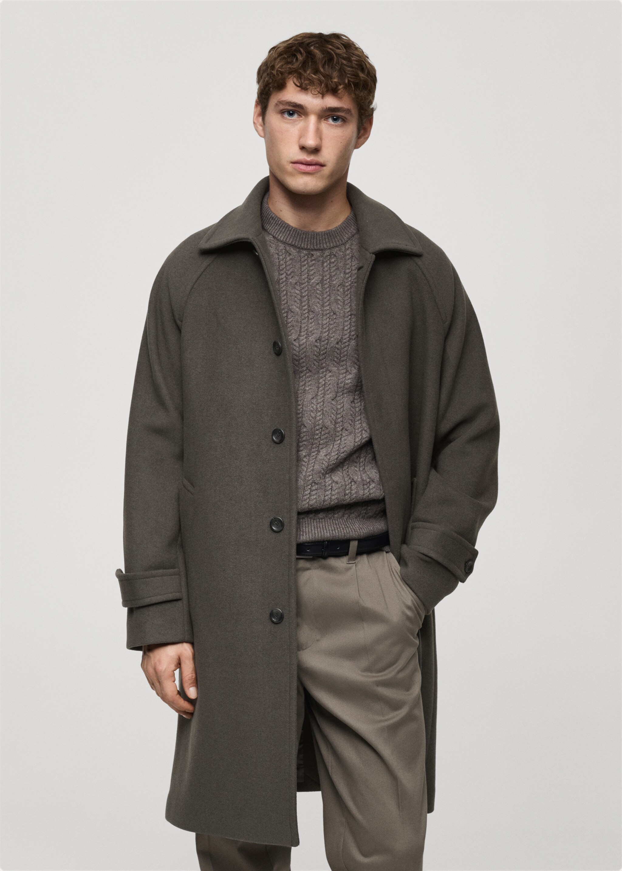 Manteau long laine recyclée - Plan moyen