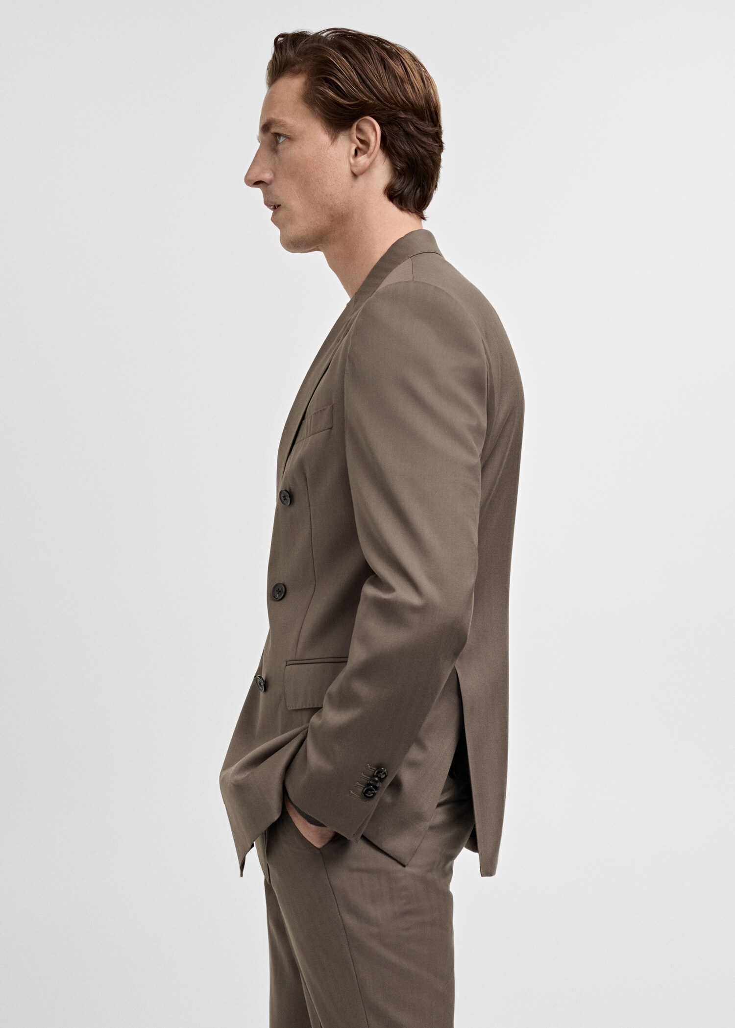 100% wool double-breasted herringbone suit jacket - Details of the article 2