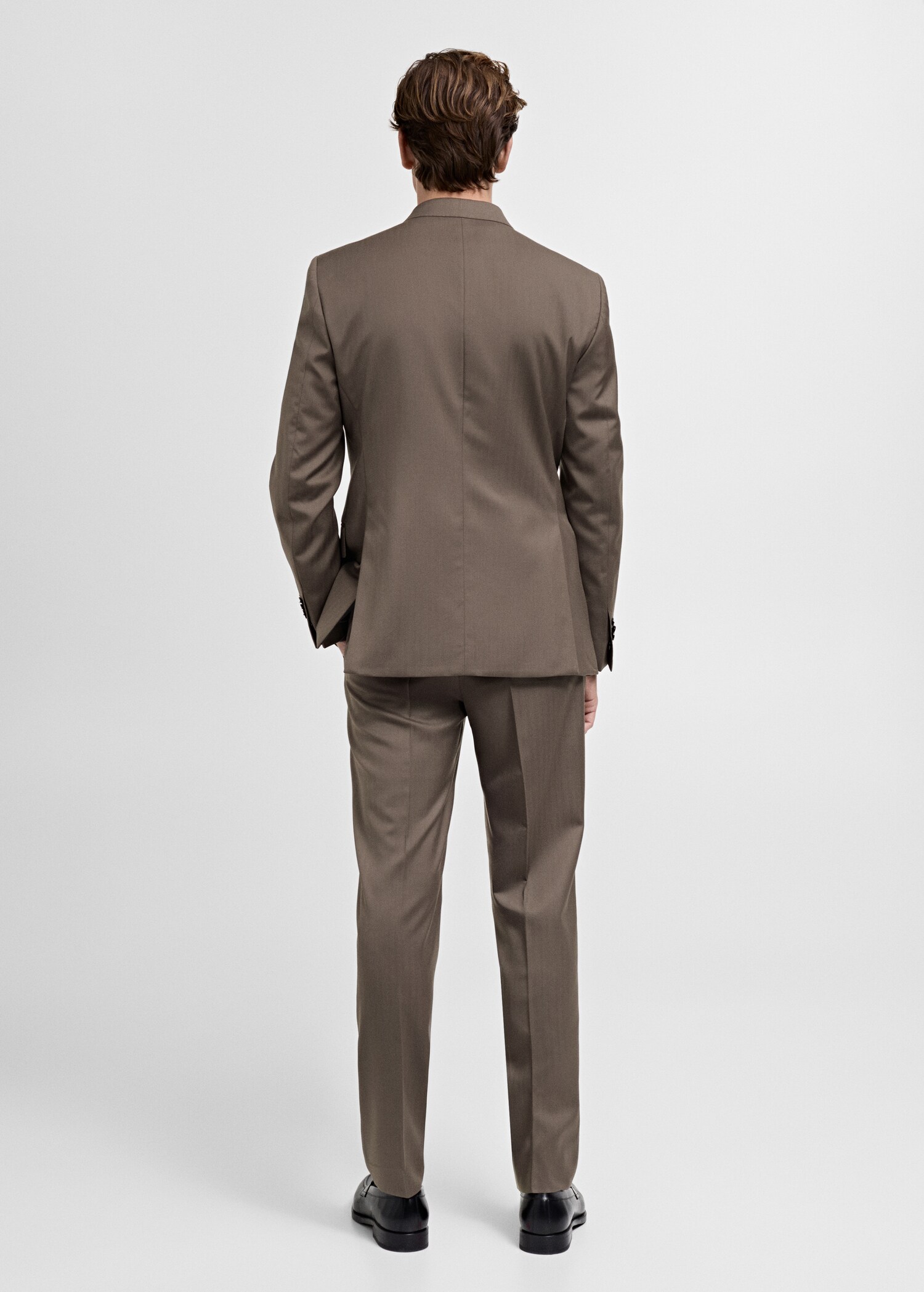 100% wool double-breasted herringbone suit jacket - Reverse of the article