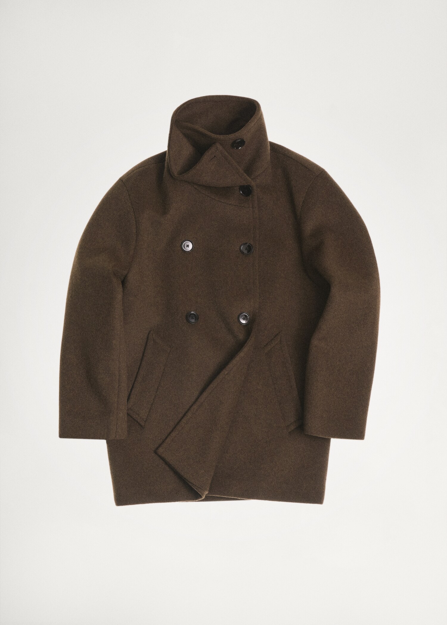 Midi wool coat with wraparound collar - Details of the article 7
