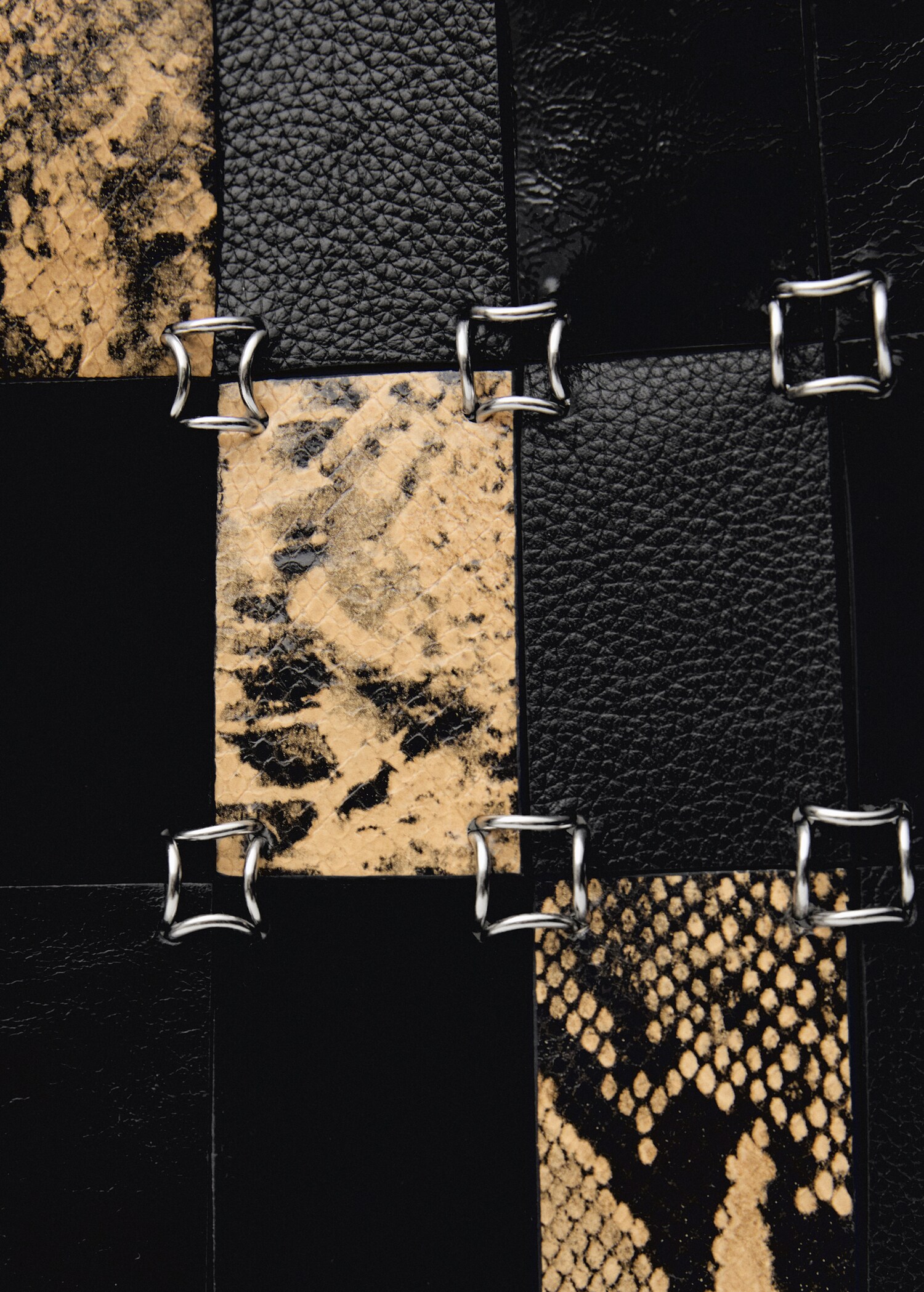 Sac cabas en cuir patchwork combiné - Détail de l'article 1