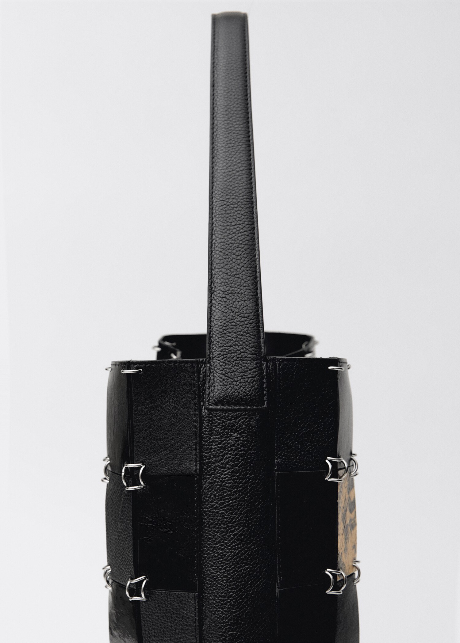 Sac cabas en cuir patchwork combiné - Détail de l'article 3